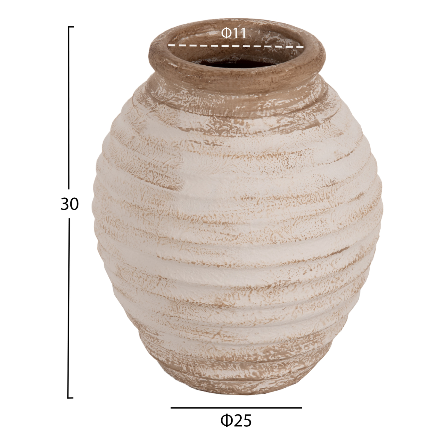 ΔΙΑΚΟΣΜΗΤΙΚΟ ΒΑΖΟ PYDNA ΣΕ ANTIQUE ΛΕΥΚΟ ΜΠΕΖ ΧΡΩΜΑ Φ25x30Y εκ. 2