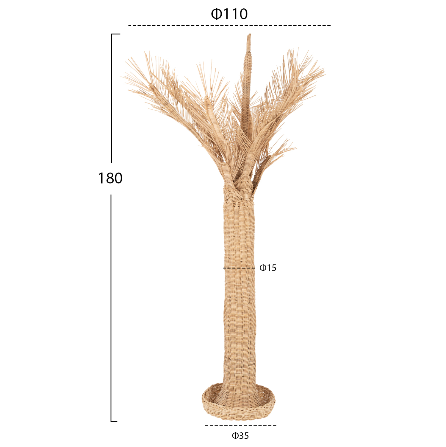 ΔΙΑΚΟΣΜΗΤΙΚΟ ΔΕΝΤΡΟ RATTAN ΣΕ ΦΥΣΙΚΟ ΧΡΩΜΑ Φ110x180Yεκ. 2
