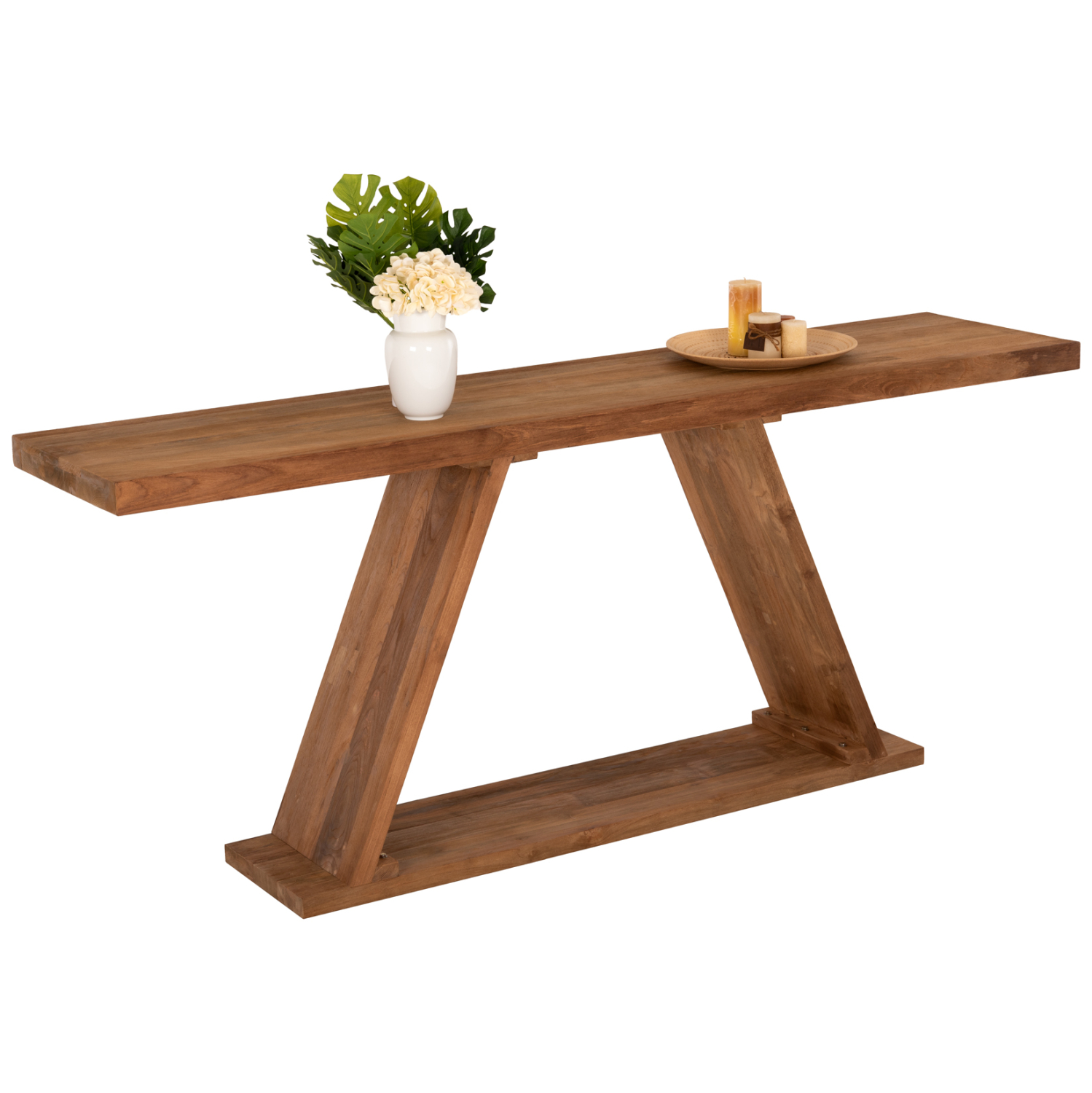 ΚΟΝΣΟΛΑ ΑΠΟ ΞΥΛΟ ΤΕΑΚ ΦΥΣΙΚΟ ΧΡΩΜΑ 220x50x90Υεκ. 1