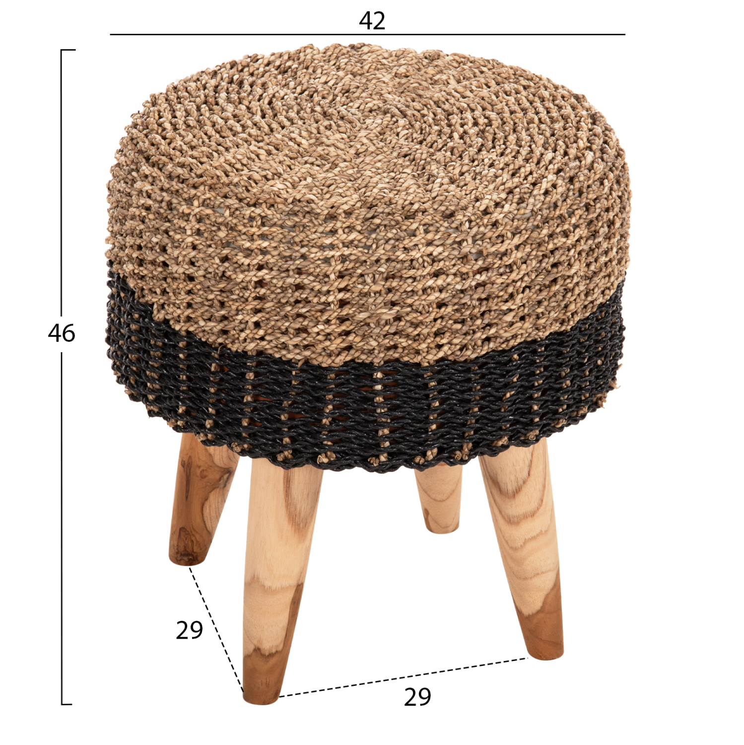 ΣΚΑΜΠΟ BEAM ΞΥΛΟ ΤΕΑΚ ΚΑΙ SEAGRASS ΣΕ ΦΥΣΙΚΟ & ΜΑΥΡΟ Φ43x45Yεκ. 2
