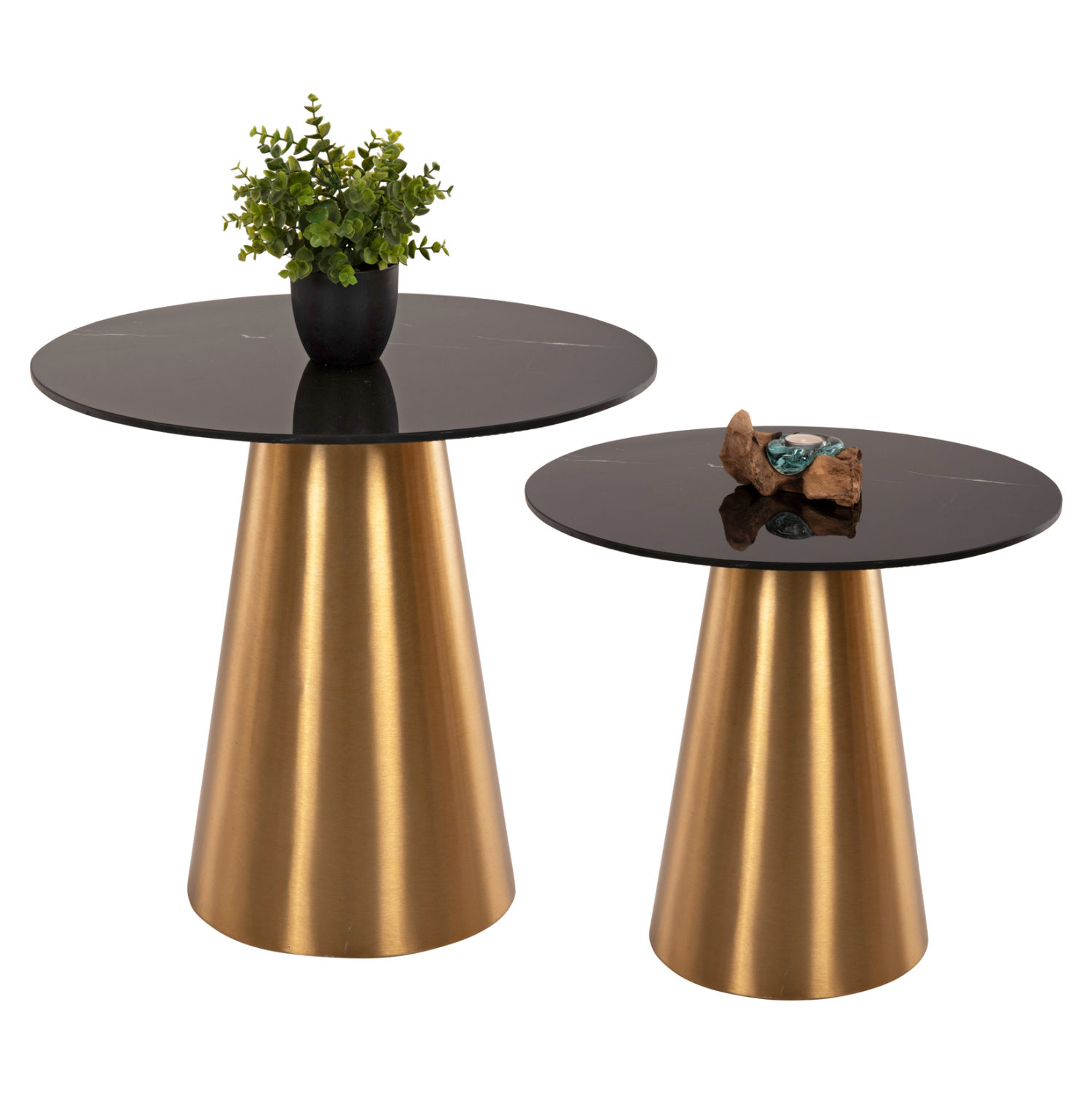 ΒΟΗΘΗΤΙΚΑ ΤΡΑΠΕΖΑΚΙΑ 2ΤΜΧ RENGI ΜΕΤΑΛΛΟ ΧΡΥΣΟ-ΜΑΥΡΟ ΚΕΡΑΜΙΚΟ TOP Φ56&Φ43 εκ. 1