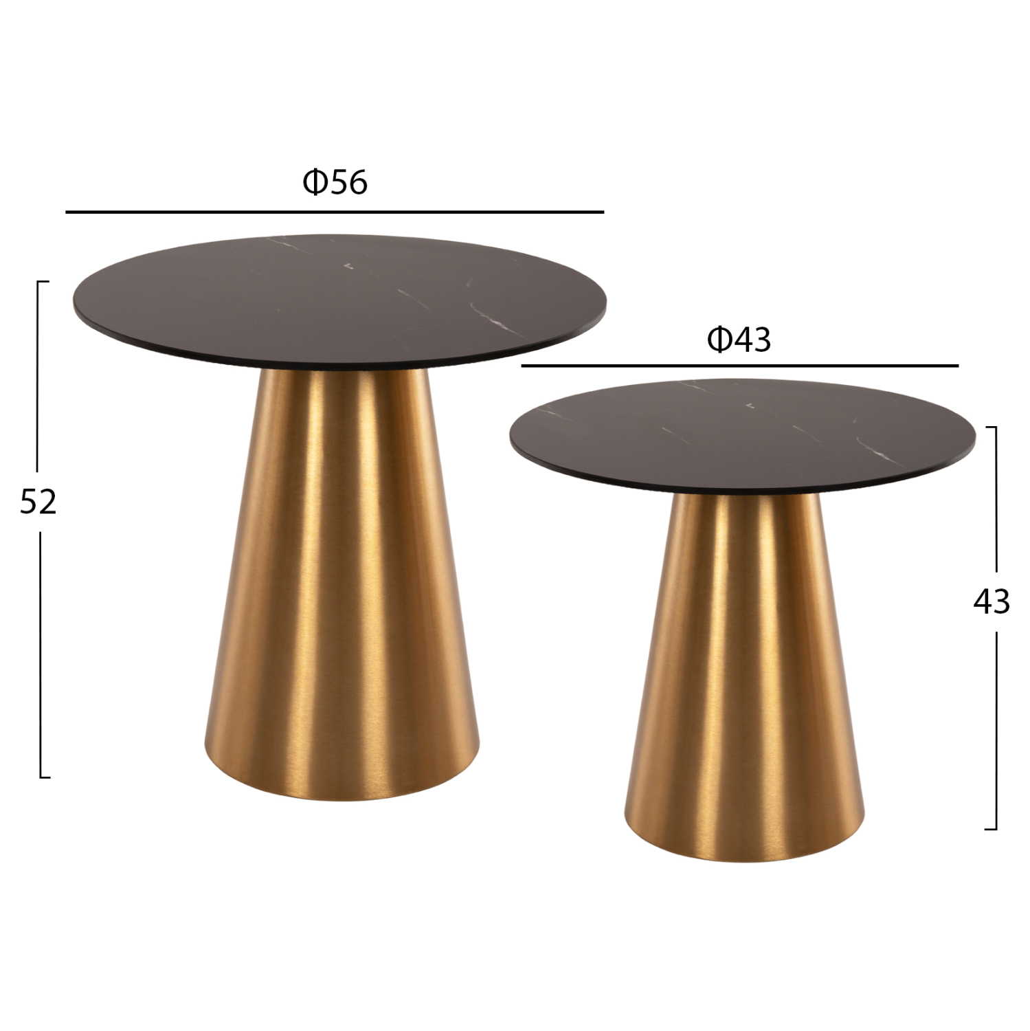 ΒΟΗΘΗΤΙΚΑ ΤΡΑΠΕΖΑΚΙΑ 2ΤΜΧ RENGI ΜΕΤΑΛΛΟ ΧΡΥΣΟ-ΜΑΥΡΟ ΚΕΡΑΜΙΚΟ TOP Φ56&Φ43 εκ. 2