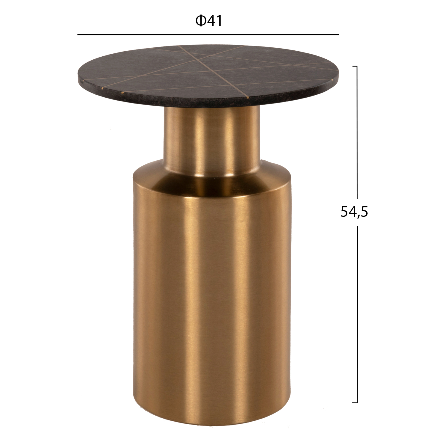 ΤΡΑΠΕΖΑΚΙ ΒΟΗΘΗΤΙΚΟ CLAYDEE ΜΕΤΑΛΛΟ ΧΡΥΣΟ-ΜΑΥΡΟ ΜΑΡΜΑΡΟ ΤΟΠ Φ41x54,5Υεκ. 2