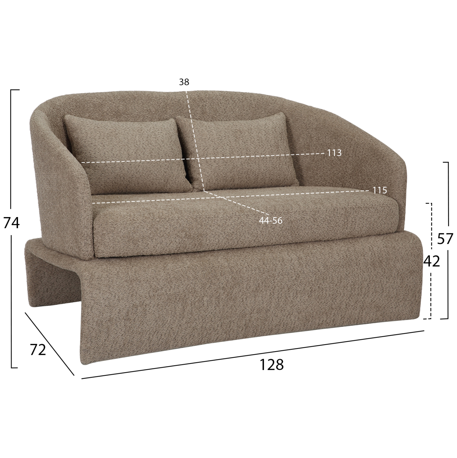 ΚΑΝΑΠΕΣ ΔΙΘΕΣΙΟΣ BEVY2 ΜΠΕΖ ΜΠΟΥΚΛΕ ΥΦΑΣΜΑ-ΜΕΤΑΛΛΙΚΟΣ ΣΚΕΛΕΤΟΣ 128x72x74Υεκ. 2