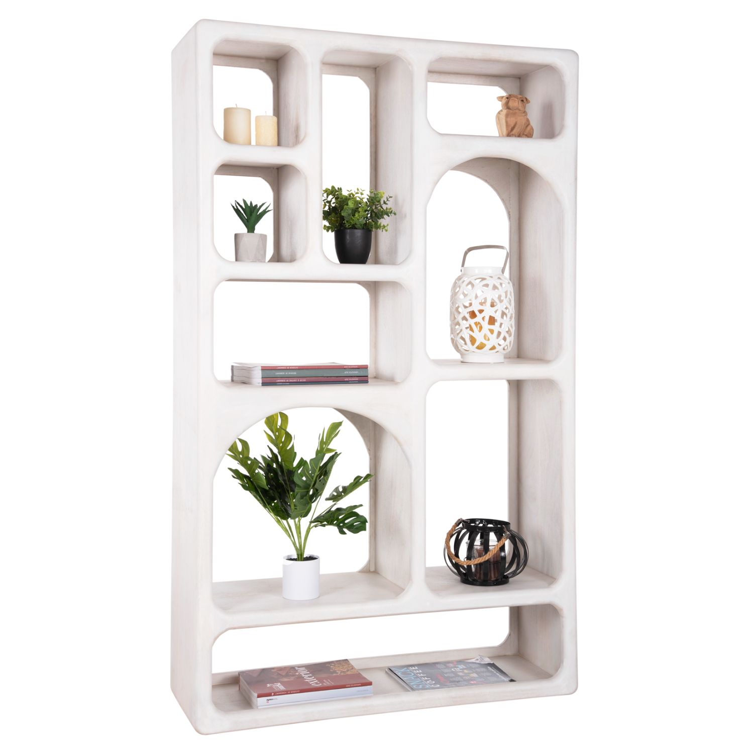 ΒΙΒΛΙΟΘΗΚΗ HANDYR ΜΑΣΙΦ ΞΥΛΟ MANGO ΣΕ ΛΕΥΚΟ ΧΡΩΜΑ 100x35x165Yεκ. 1