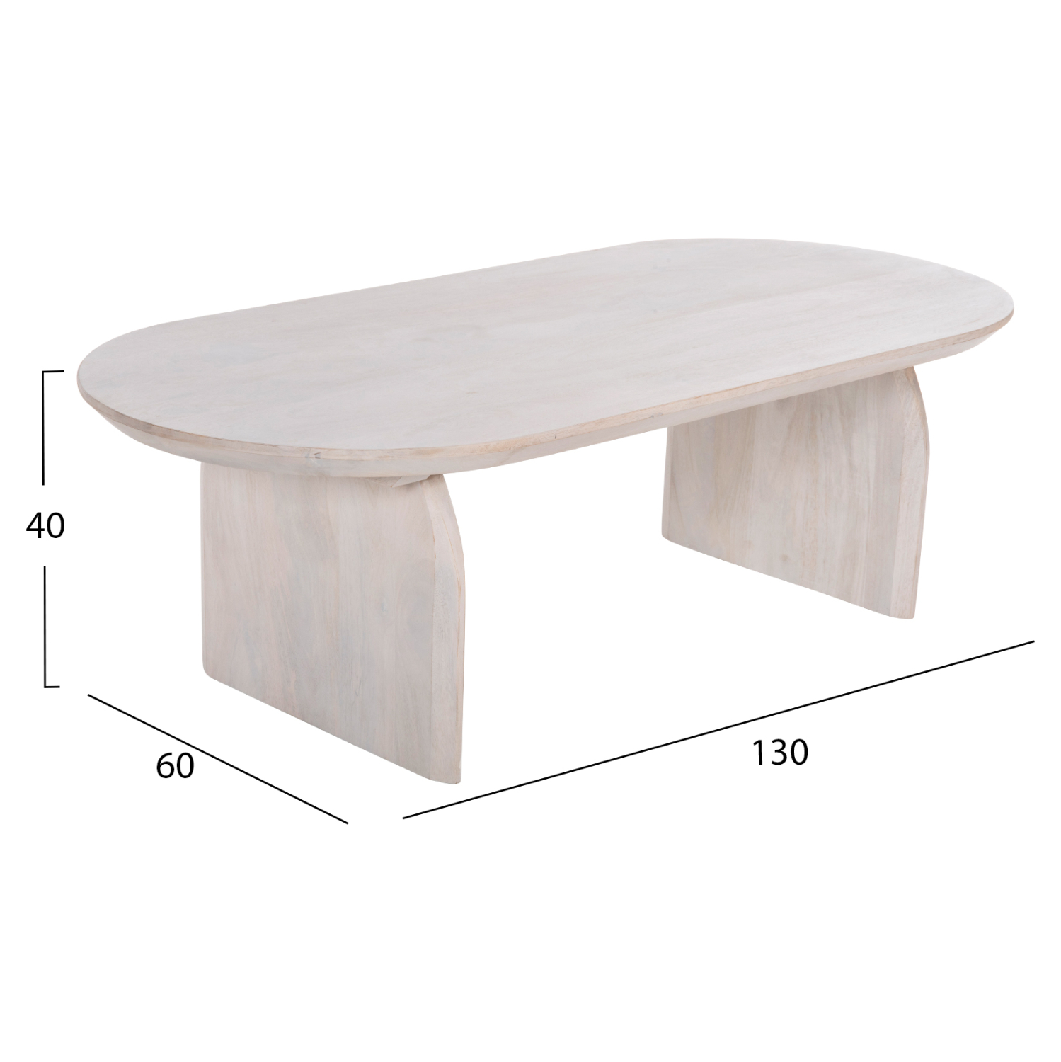 ΤΡΑΠΕΖΙ ΣΑΛΟΝΙΟΥ ΟΒΑΛ HONKY ΜΑΣΙΦ ΞΥΛΟ MANGO- ΛΕΥΚΟ 130x60x40Υεκ. 2