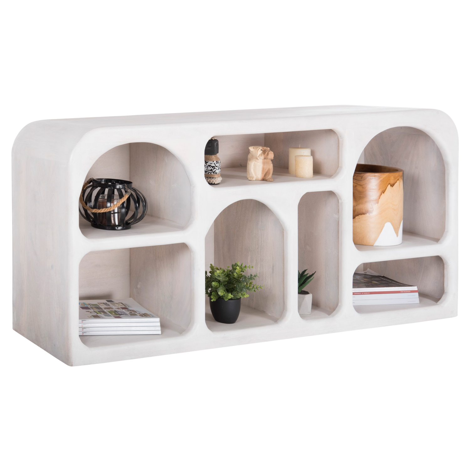 ΜΠΟΥΦΕΣ HANDYR ΜΑΣΙΦ ΞΥΛΟ MANGO ΣΕ ΛΕΥΚΟ ΧΡΩΜΑ 165x35x75Yεκ. 1