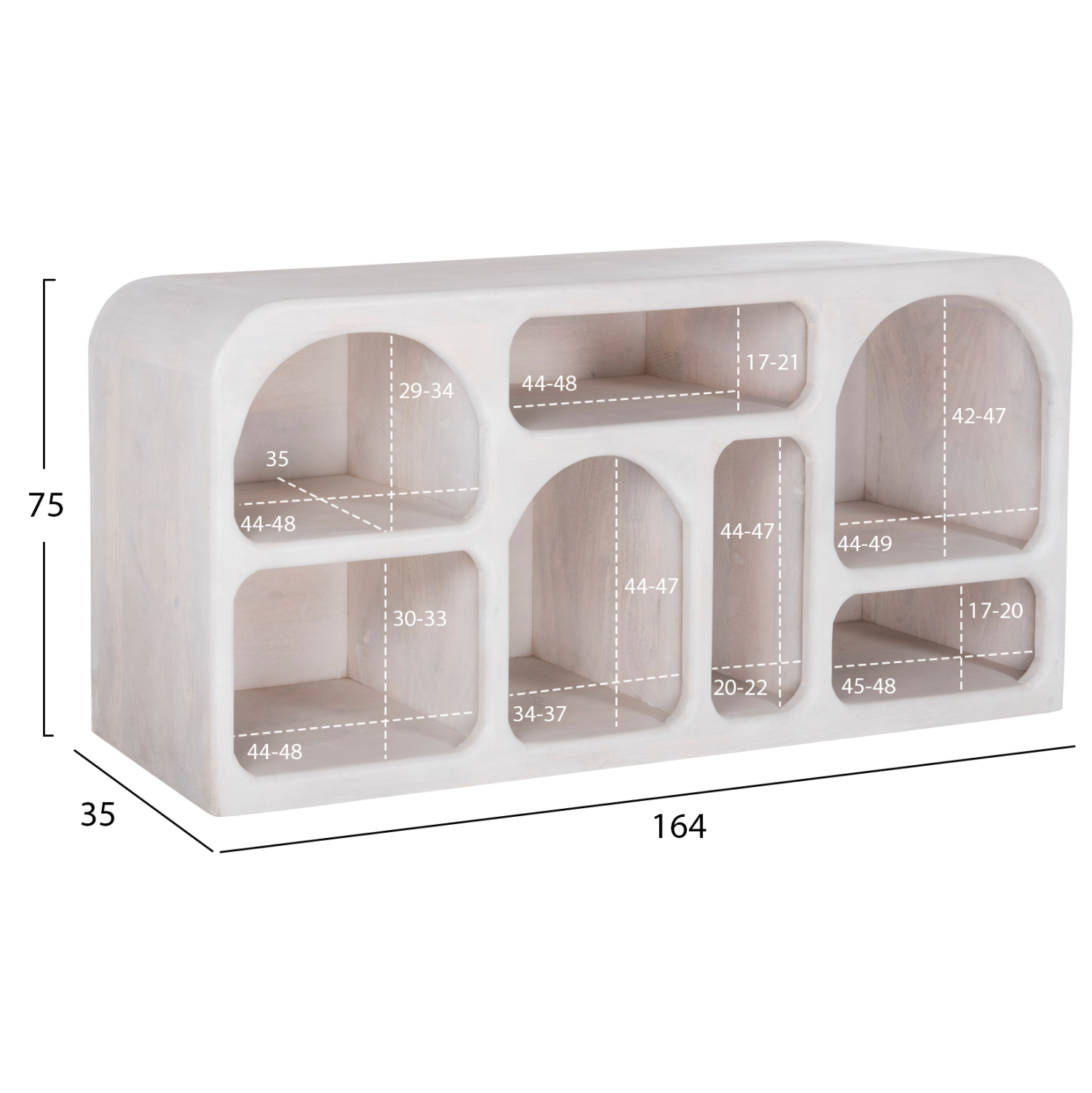 ΜΠΟΥΦΕΣ HANDYR ΜΑΣΙΦ ΞΥΛΟ MANGO ΣΕ ΛΕΥΚΟ ΧΡΩΜΑ 165x35x75Yεκ. 2