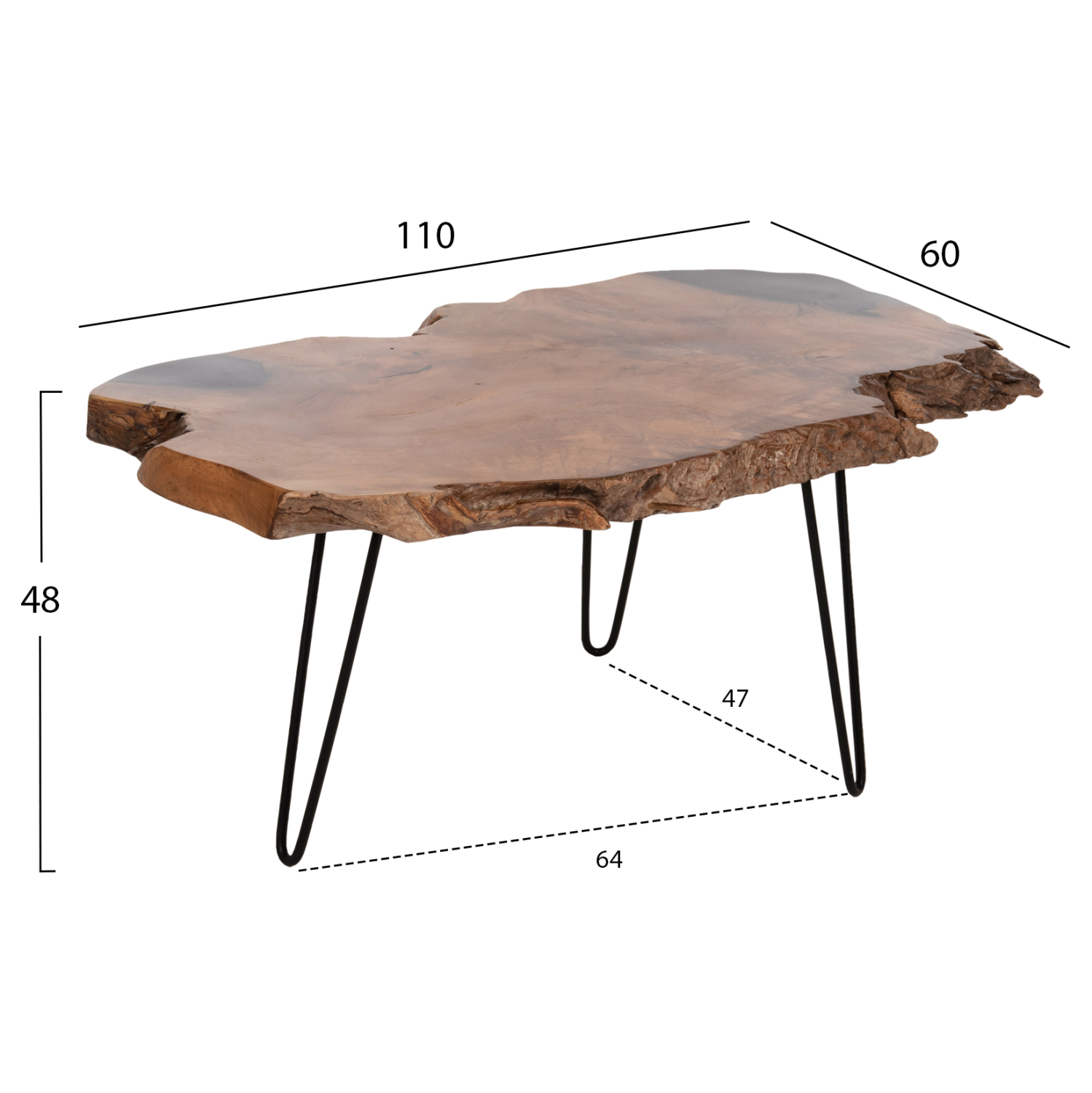 ΤΡΑΠΕΖΙ ΣΑΛΟΝΙΟΥ GLAZE ΞΥΛΟ ΤΕΑΚ ΣΕ ΦΥΣΙΚΟ-ΜΑΥΡΑ ΜΕΤΑΛ.ΠΟΔΙΑ 110x60x48Υεκ. 2