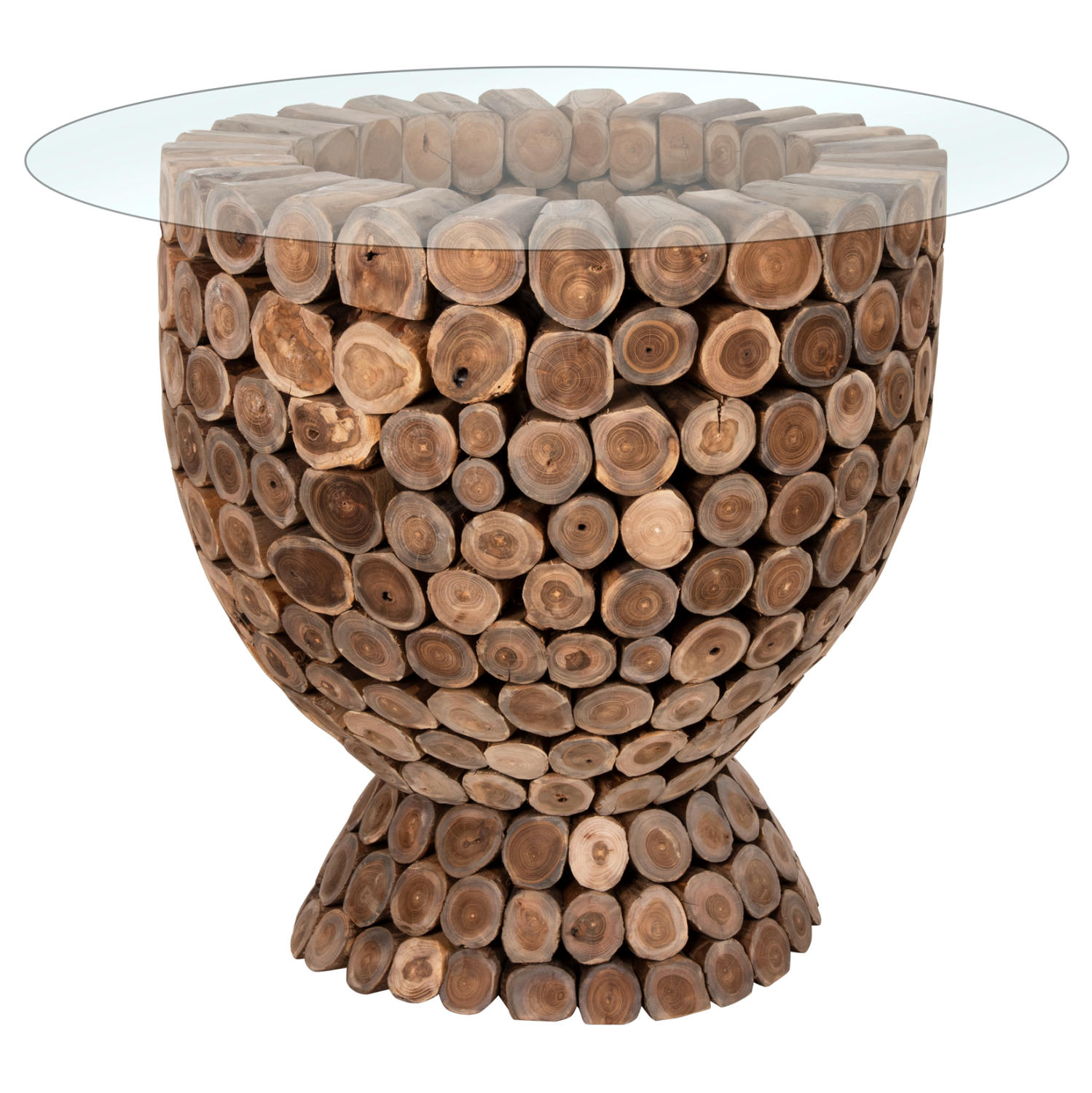 ΤΡΑΠΕΖΙ BAR ΣΤΡΟΓΓΥΛΟY KOMMATIA ΞΥΛΟΥ TEAK Φ900x103Υεκ. 1