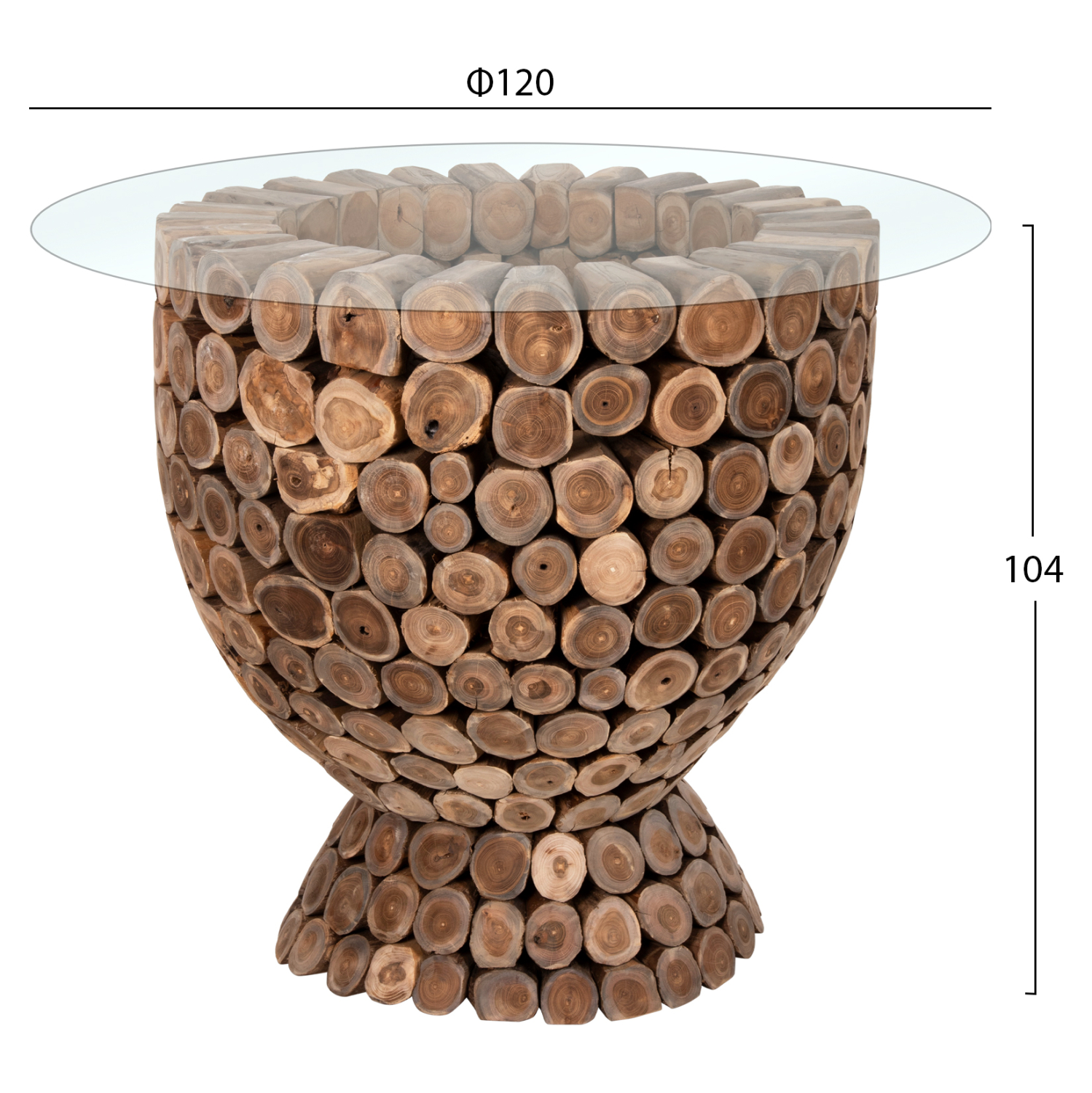 ΤΡΑΠΕΖΙ BAR ΣΤΡΟΓΓΥΛΟY KOMMATIA ΞΥΛΟΥ TEAK Φ900x103Υεκ. 2