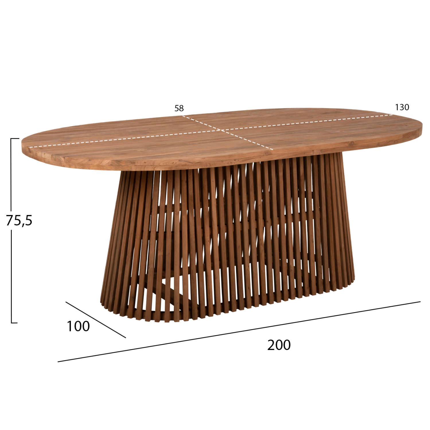 ΤΡΑΠΕΖΙ ΤΡΑΠΕΖΑΡΙΑΣ REMIK RECYCLED ΤΕΑΚ ΣΕ ΦΥΣΙΚΟ 100x200x75,5Yεκ. TOP 4εκ. 2