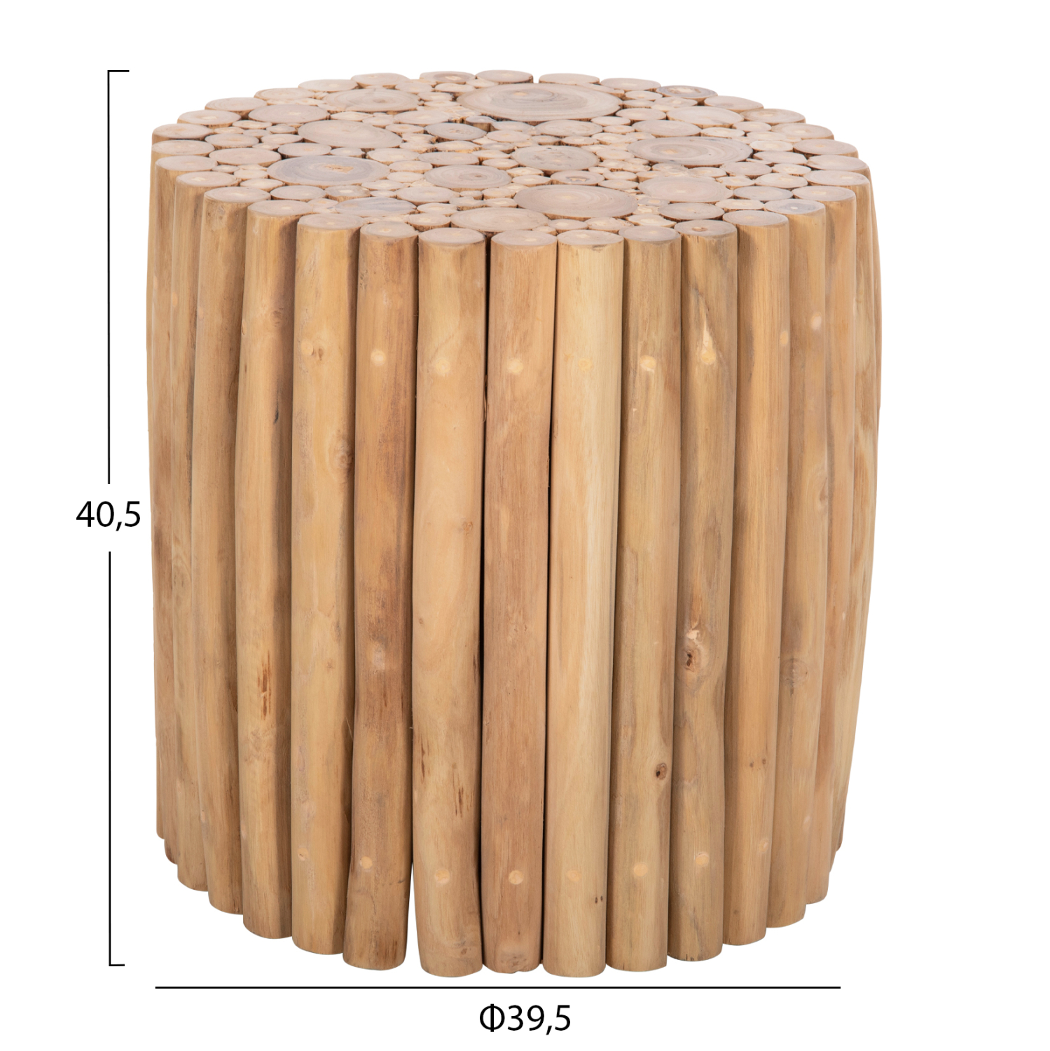 ΤΡΑΠΕΖΙ ΣΑΛΟΝΙΟΥ ΣΤΡΟΓΓΥΛΟ COOTER ΚΛΑΔΙΑ TEAK-ΦΥΣΙΚΟ Φ39x40,5Υεκ. 2