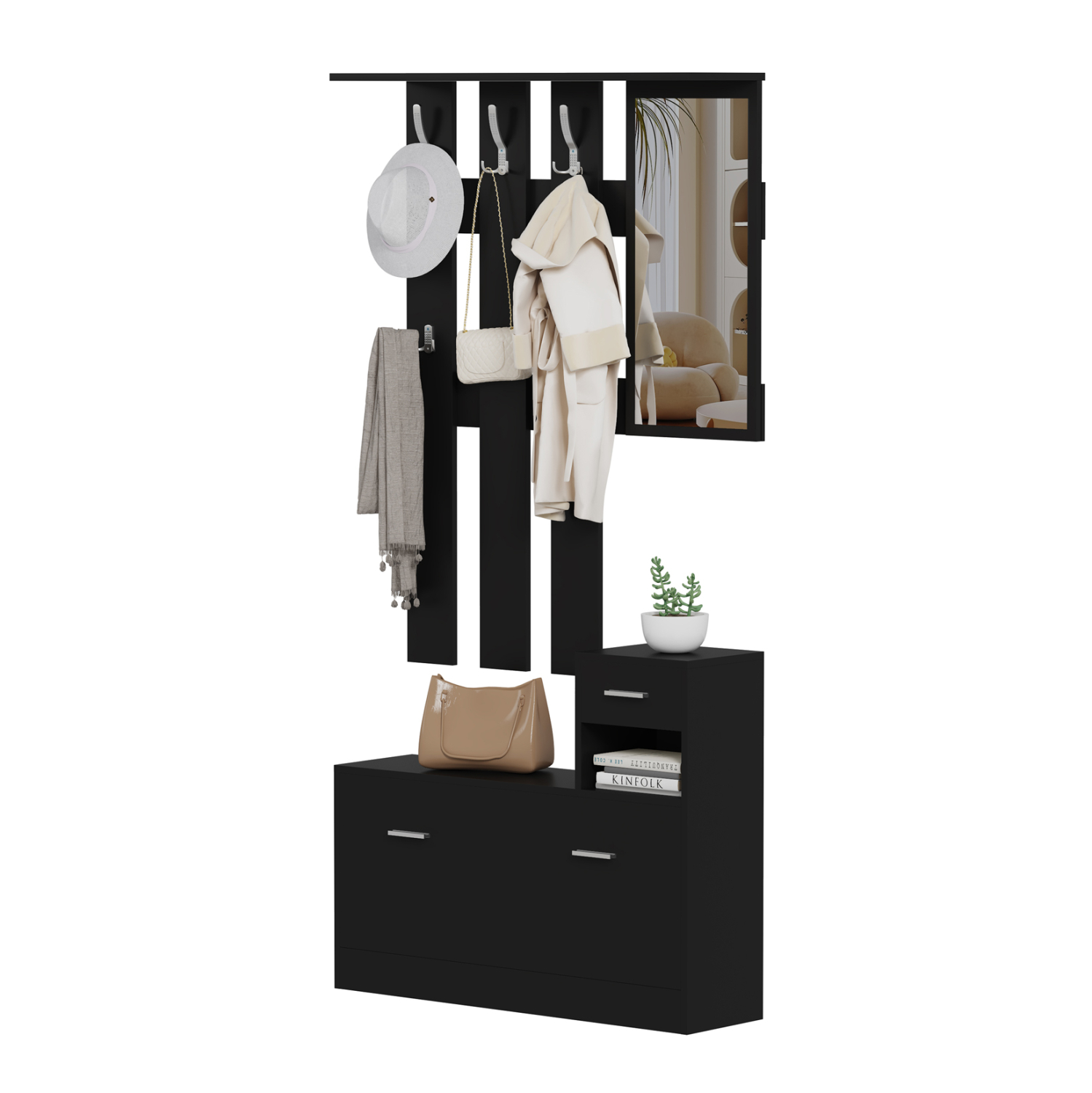 ΕΠΙΠΛΟ ΕΙΣΟΔΟΥ ΜΕ ΚΑΘΡΕΦΤΗ GORN ΜΕΛΑΜΙΝΗ ΣΕ WENGE 90x24x190Υεκ 1