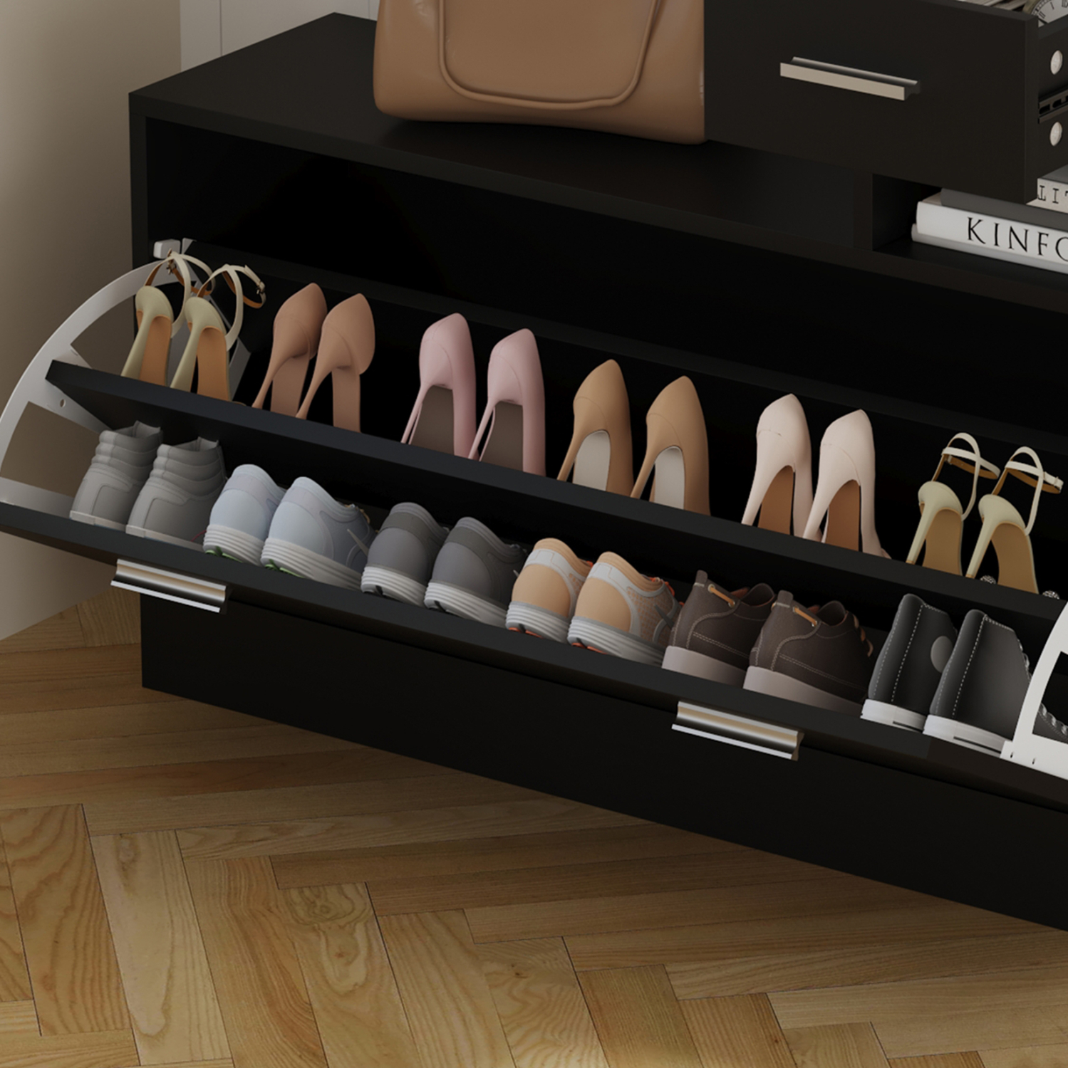 ΕΠΙΠΛΟ ΕΙΣΟΔΟΥ ΜΕ ΚΑΘΡΕΦΤΗ GORN ΜΕΛΑΜΙΝΗ ΣΕ WENGE 90x24x190Υεκ 6