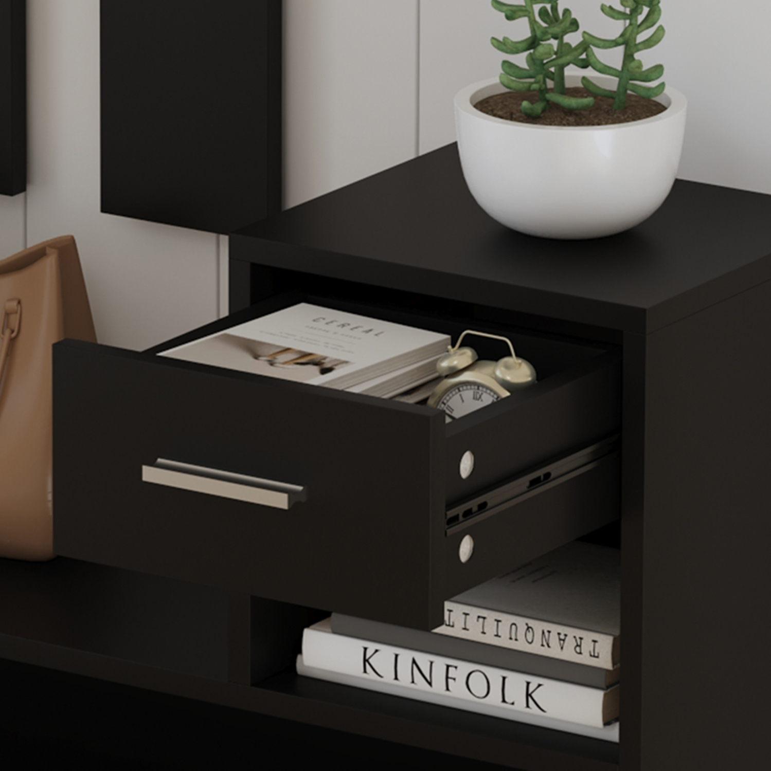 ΕΠΙΠΛΟ ΕΙΣΟΔΟΥ ΜΕ ΚΑΘΡΕΦΤΗ GORN ΜΕΛΑΜΙΝΗ ΣΕ WENGE 90x24x190Υεκ 8