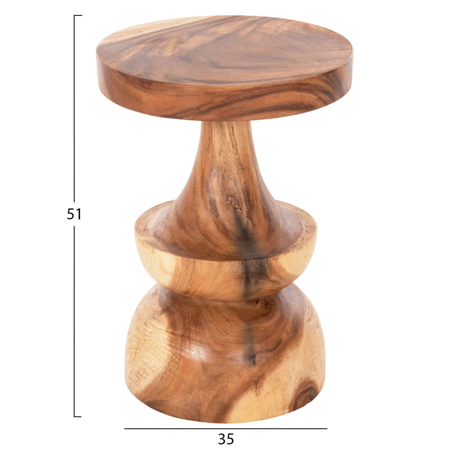 ΤΡΑΠΕΖΙ ΒΟΗΘΗΤΙΚΟ BERMAN ΜΑΣΙΦ ΞΥΛΟ SUAR ΣΕ ΦΥΣΙΚΟ Φ35x51Υεκ. 2