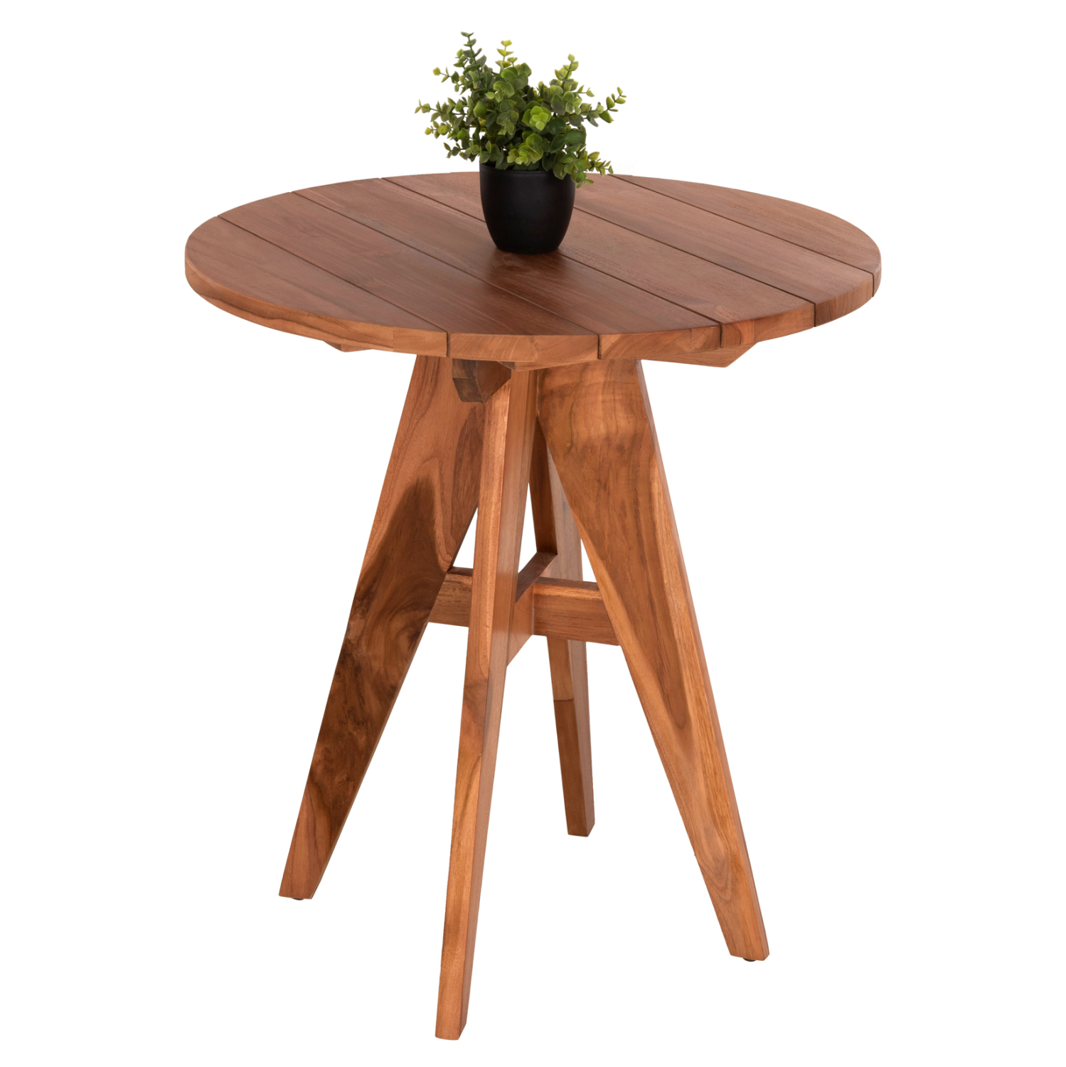 ΤΡΑΠΕΖΙ ΣΤΡΟΓΓΥΛΟ LEO ΜΑΣΙΦ ΞΥΛΟ ΤΕΑΚ ΣΕ ΦΥΣΙΚΟ Φ70x75Υεκ. 1