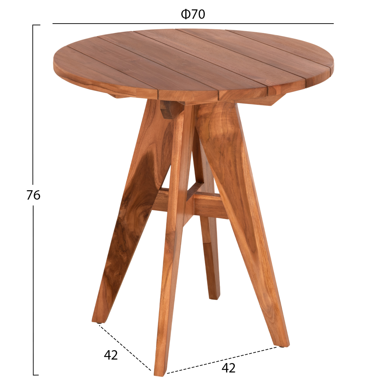 ΤΡΑΠΕΖΙ ΣΤΡΟΓΓΥΛΟ LEO ΜΑΣΙΦ ΞΥΛΟ ΤΕΑΚ ΣΕ ΦΥΣΙΚΟ Φ70x75Υεκ. 2
