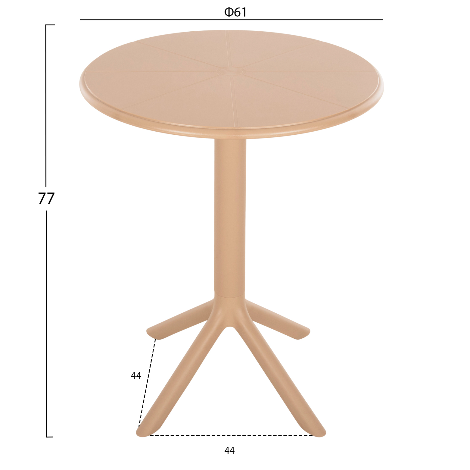 ΤΡΑΠΕΖΙ ΠΟΛΥΠΡΟΠΥΛΕΝΙΟΥ ΣΤΡΟΓΓΥΛΟ TERRIN ΚΑΠΟΥΤΣΙΝΟ Φ61x77Υεκ. 2