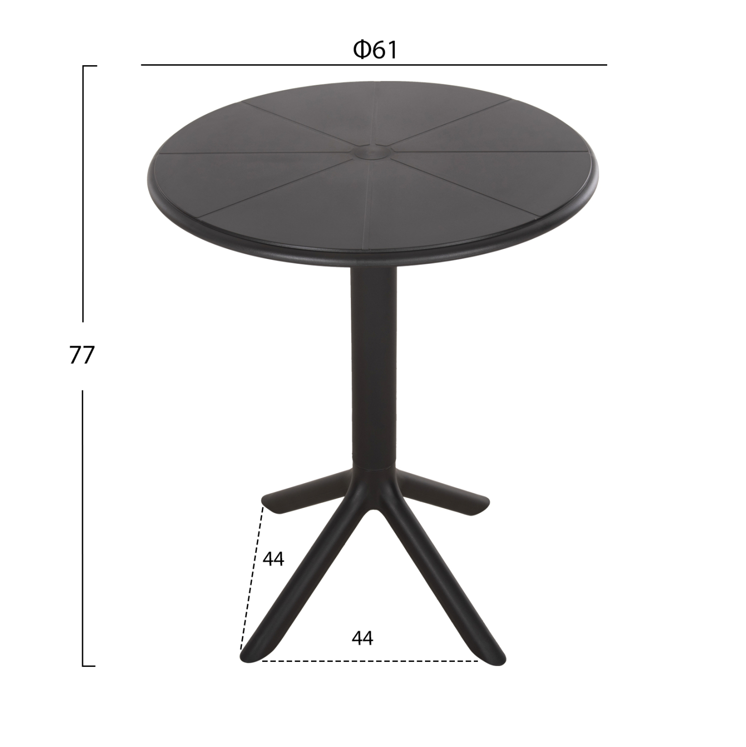ΤΡΑΠΕΖΙ ΠΟΛΥΠΡΟΠΥΛΕΝΙΟΥ ΣΤΡΟΓΓΥΛΟ TERRIN ΜΑΥΡΟ Φ60x75Υεκ. 2