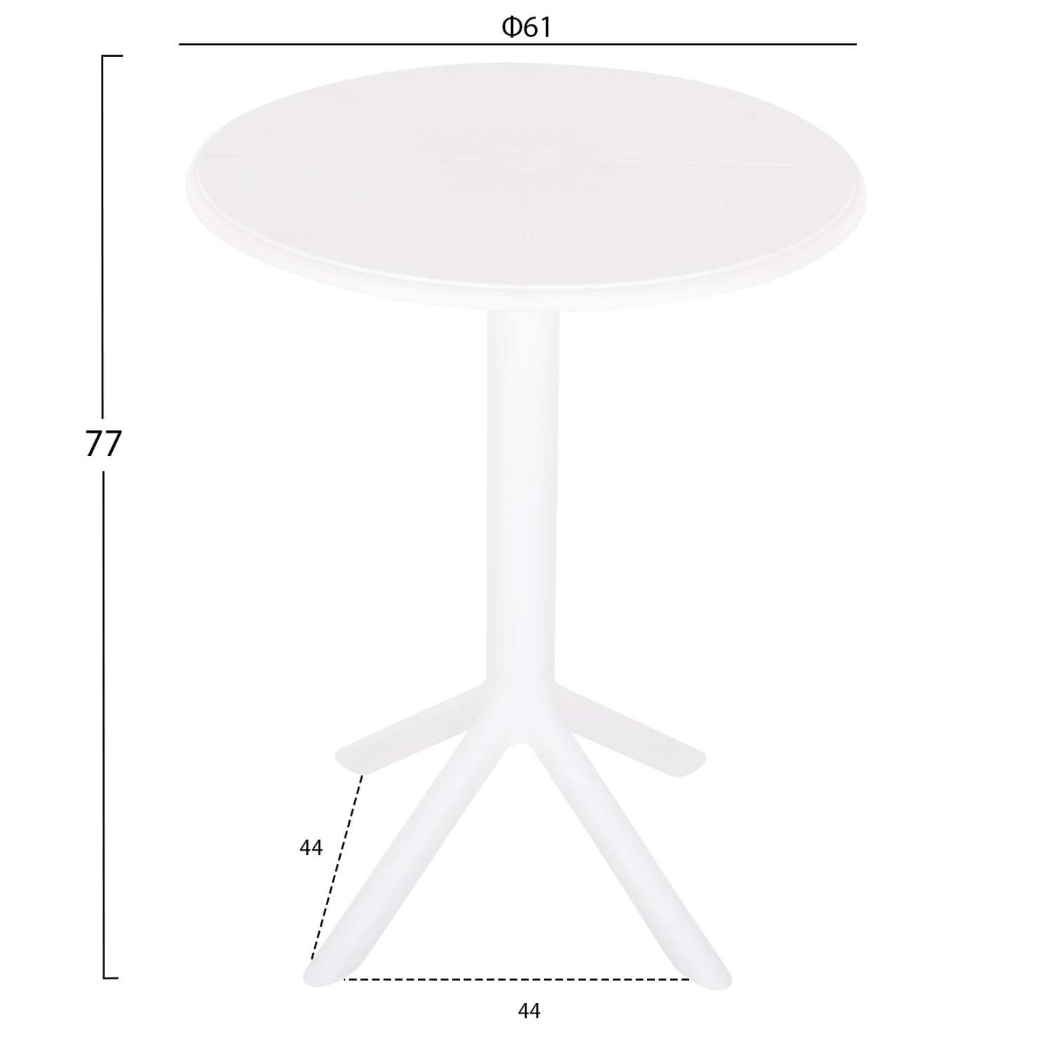 ΤΡΑΠΕΖΙ ΠΟΛΥΠΡΟΠΥΛΕΝΙΟΥ ΣΤΡΟΓΓΥΛΟ TERRIN ΛΕΥΚΟ Φ61x77Υεκ. 2
