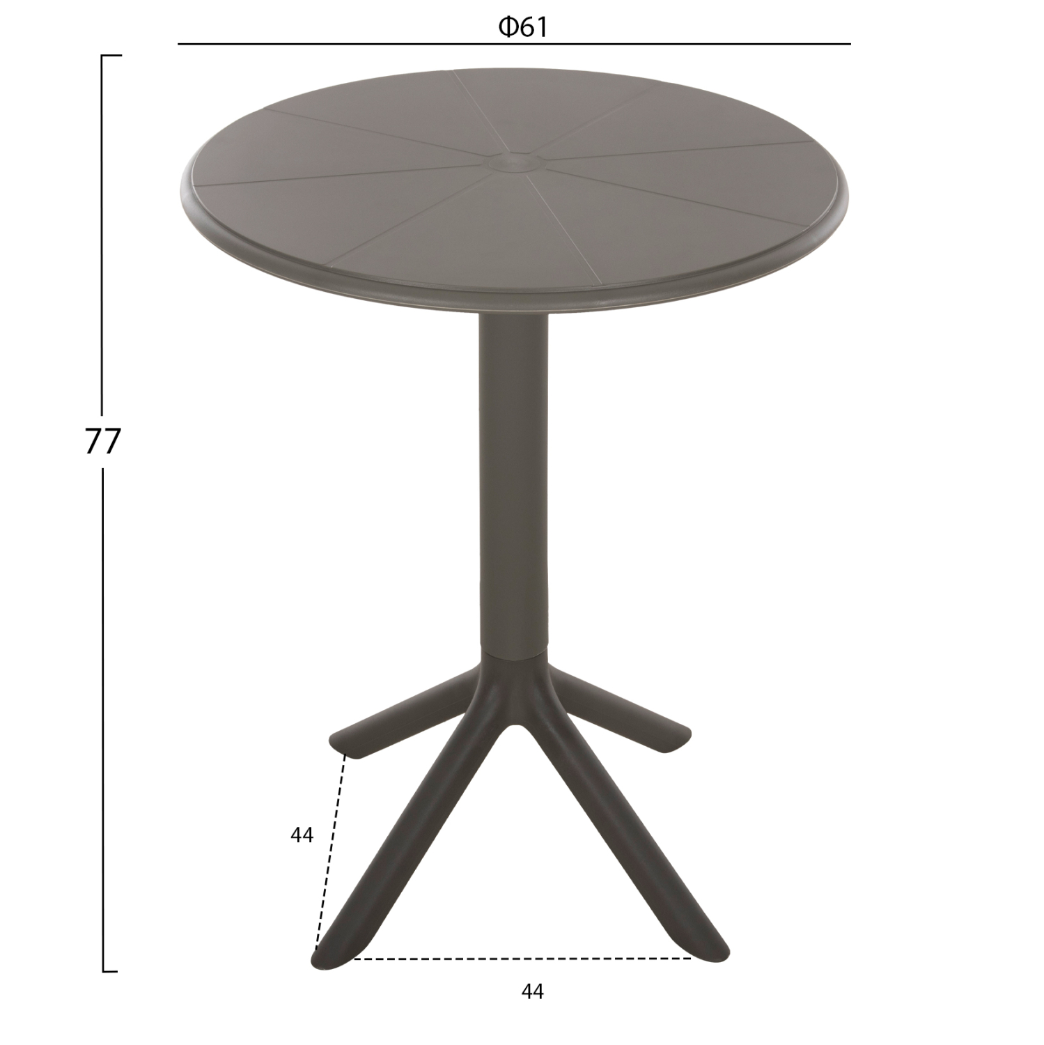 ΤΡΑΠΕΖΙ ΠΟΛΥΠΡΟΠΥΛΕΝΙΟΥ ΣΤΡΟΓΓΥΛΟ TERRIN OLIVE GREEN Φ60x75Υεκ. 2
