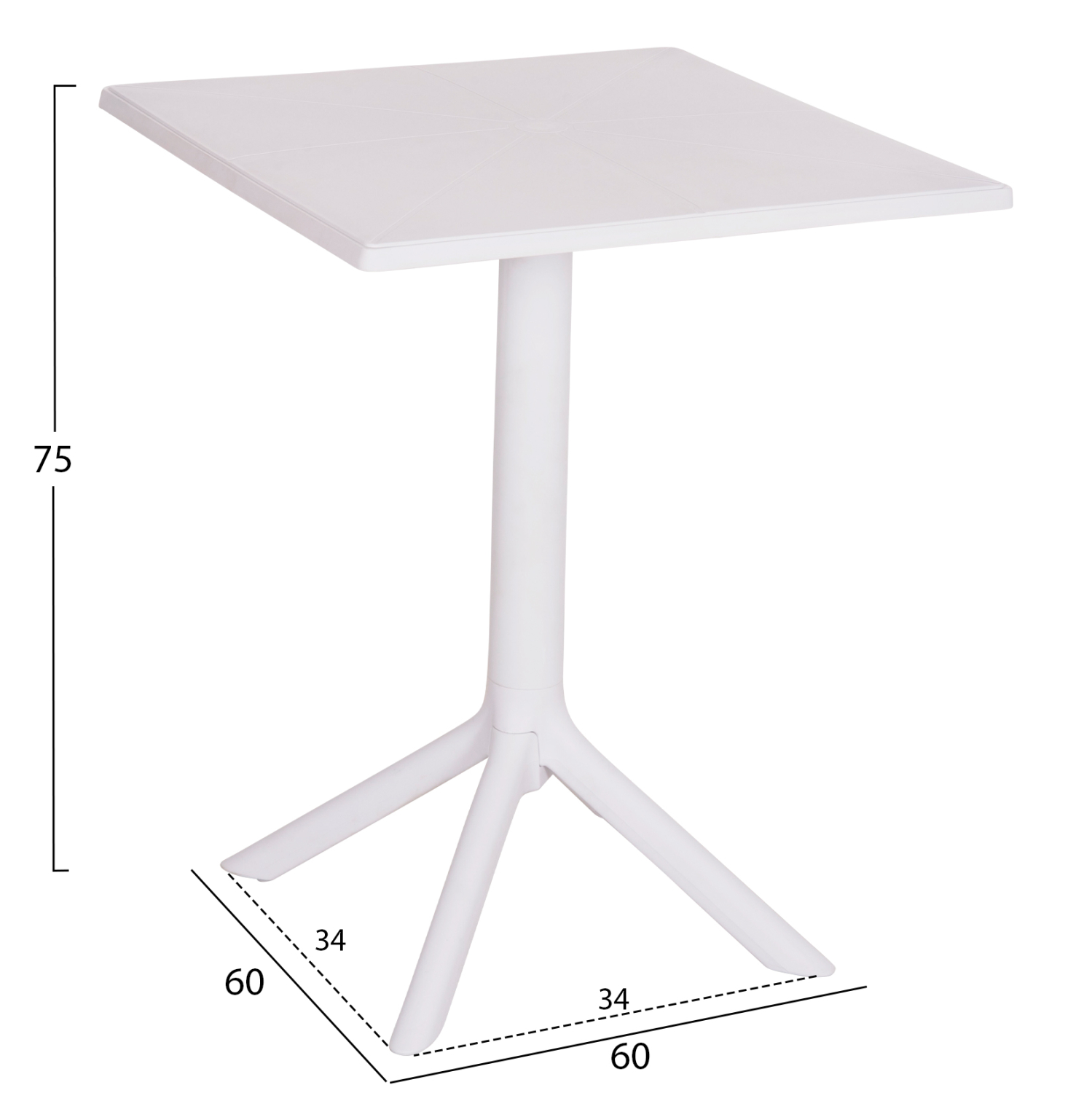 ΤΡΑΠΕΖΙ ΠΟΛΥΠΡΟΠΥΛΕΝΙΟΥ ΤΕΤΡΑΓΩΝΟ TERRIN ΛΕΥΚΟ 60x60x75Υεκ. 2