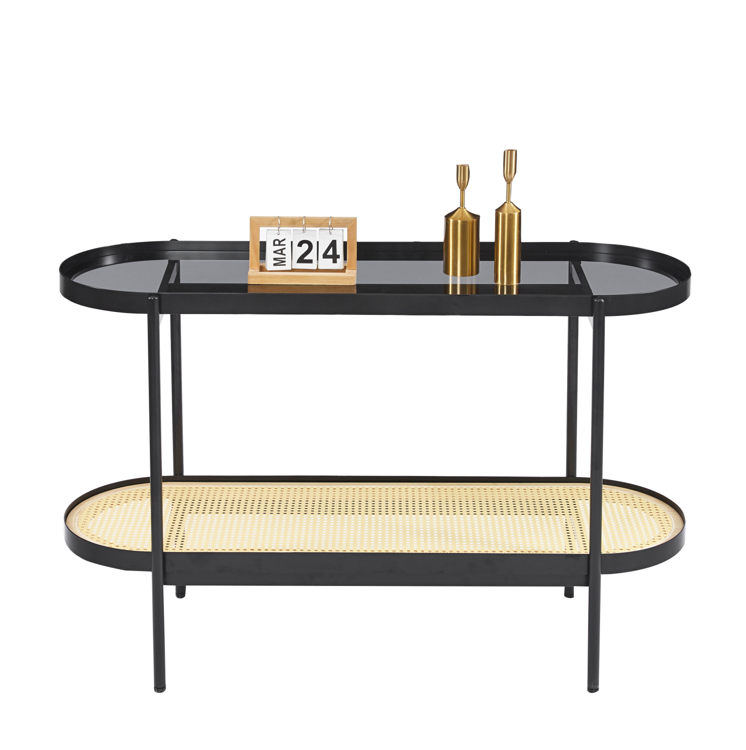 ΚΟΝΣΟΛΑ SEITZ ΓΥΑΛΙ TOP-ΜΕΤΑΛΛΟ-RATTAN ΣΕ ΦΥΣΙΚΟ 120x43x76,5Υεκ. 1