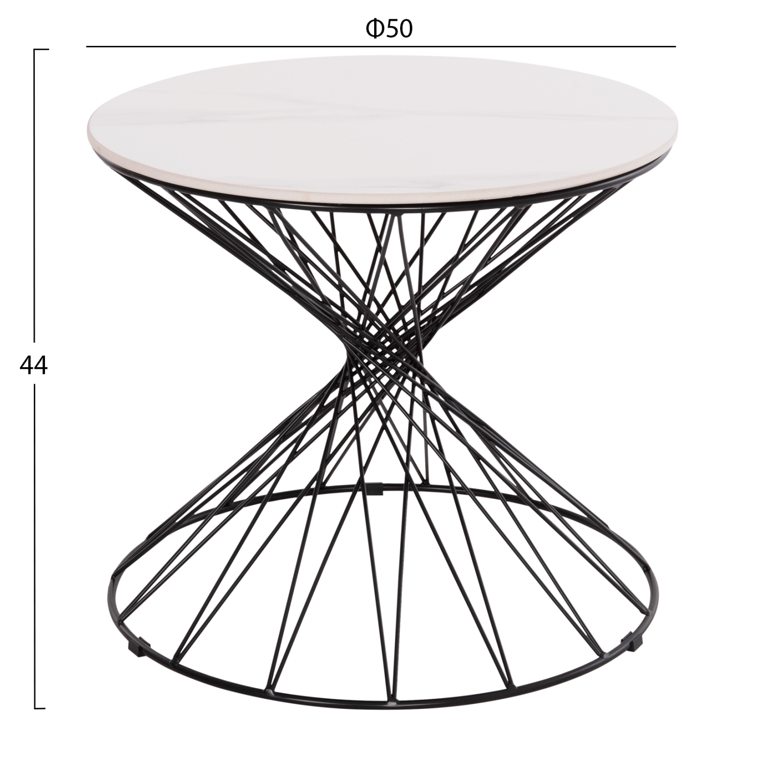 ΒΟΗΘΗΤΙΚΟ ΤΡΑΠΕΖΙ ΣΑΛΟΝΙΟΥ GRESAM ΚΕΡΑΜΙΚΟ TOP-ΜΕΤΑΛΛΟ Φ50x44Υεκ. 2
