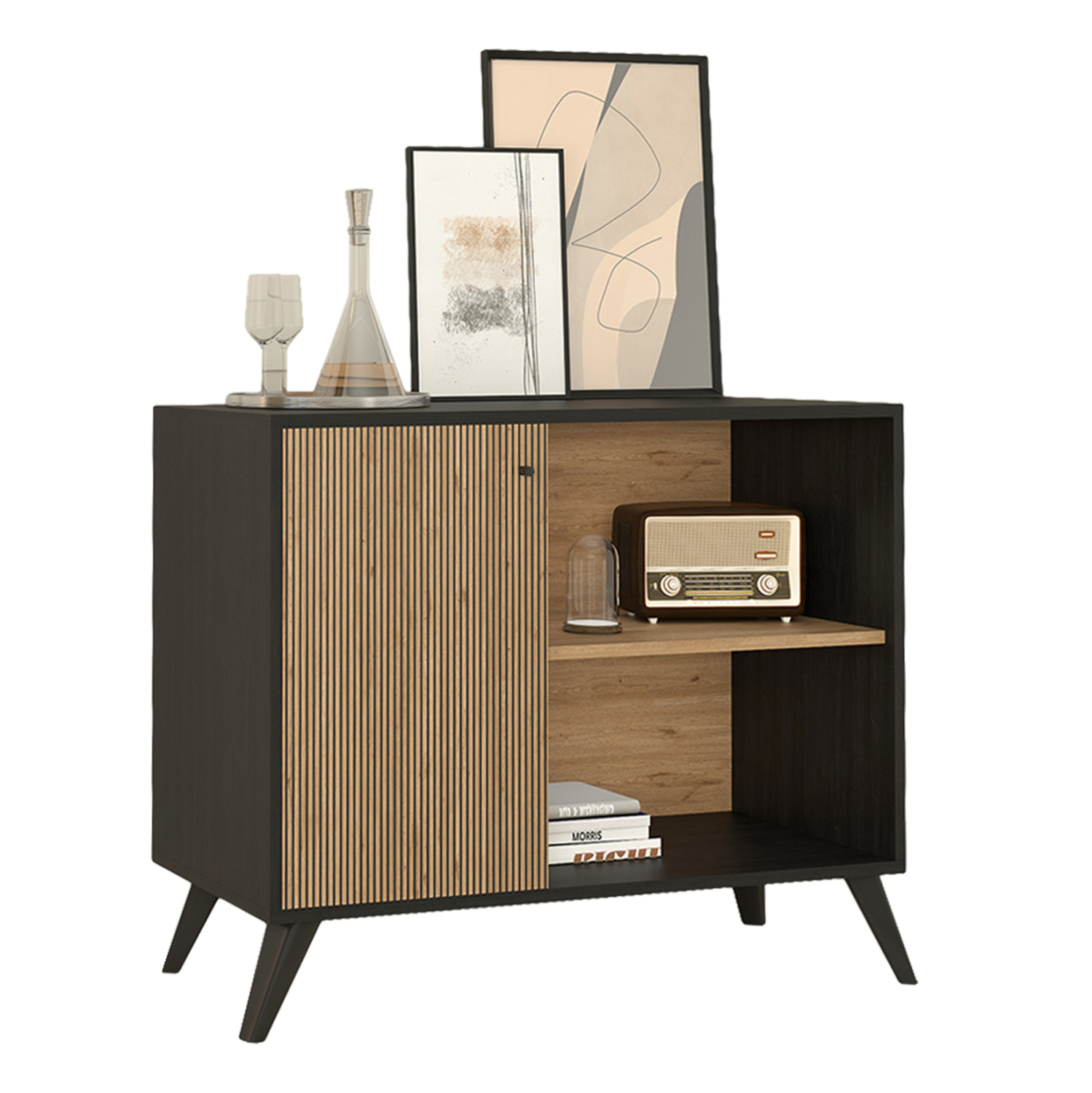 ΜΠΟΥΦΕΣ-ΚΟΝΣΟΛΑ ΜΕΛΑΜΙΝΗΣ KRUDEN ΜΑΥΡΟ-ΦΥΣΙΚΟ 100x40x78.5Υεκ. 1