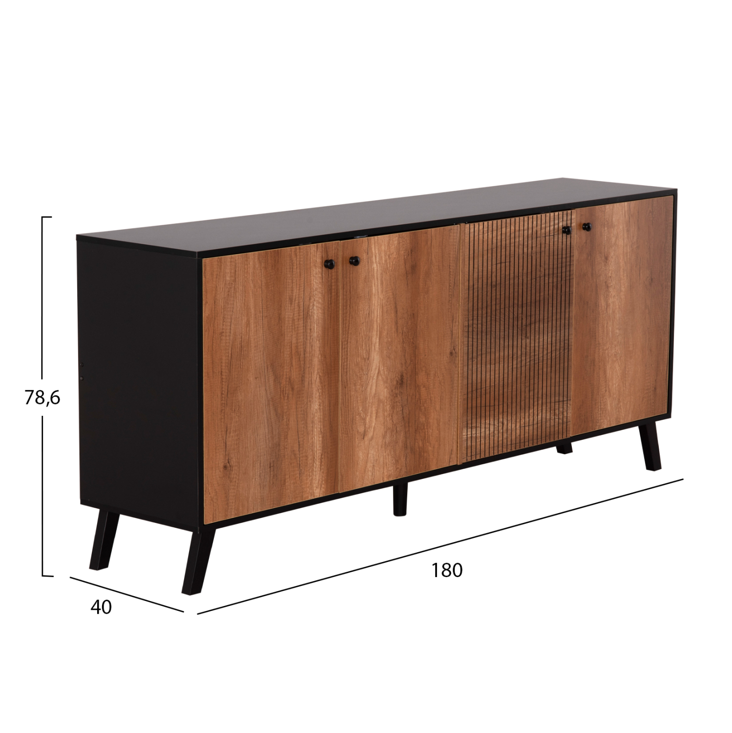ΜΠΟΥΦΕΣ ΜΕΛΑΜΙΝΗΣ KRUDEN ΜΑΥΡΟ-ΦΥΣΙΚΟ 180x40x78.6Υεκ. 2