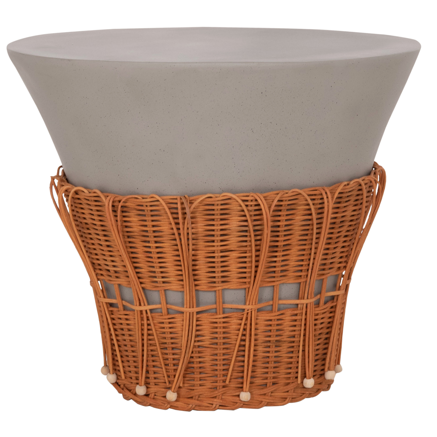 ΤΡΑΠΕΖΙ ΣΑΛΟΝΙΟΥ PERRAL FIBER CEMENT ΓΚΡΙ-ΦΥΣΙΚΟ RATTAN--Φ55x45Υεκ 1