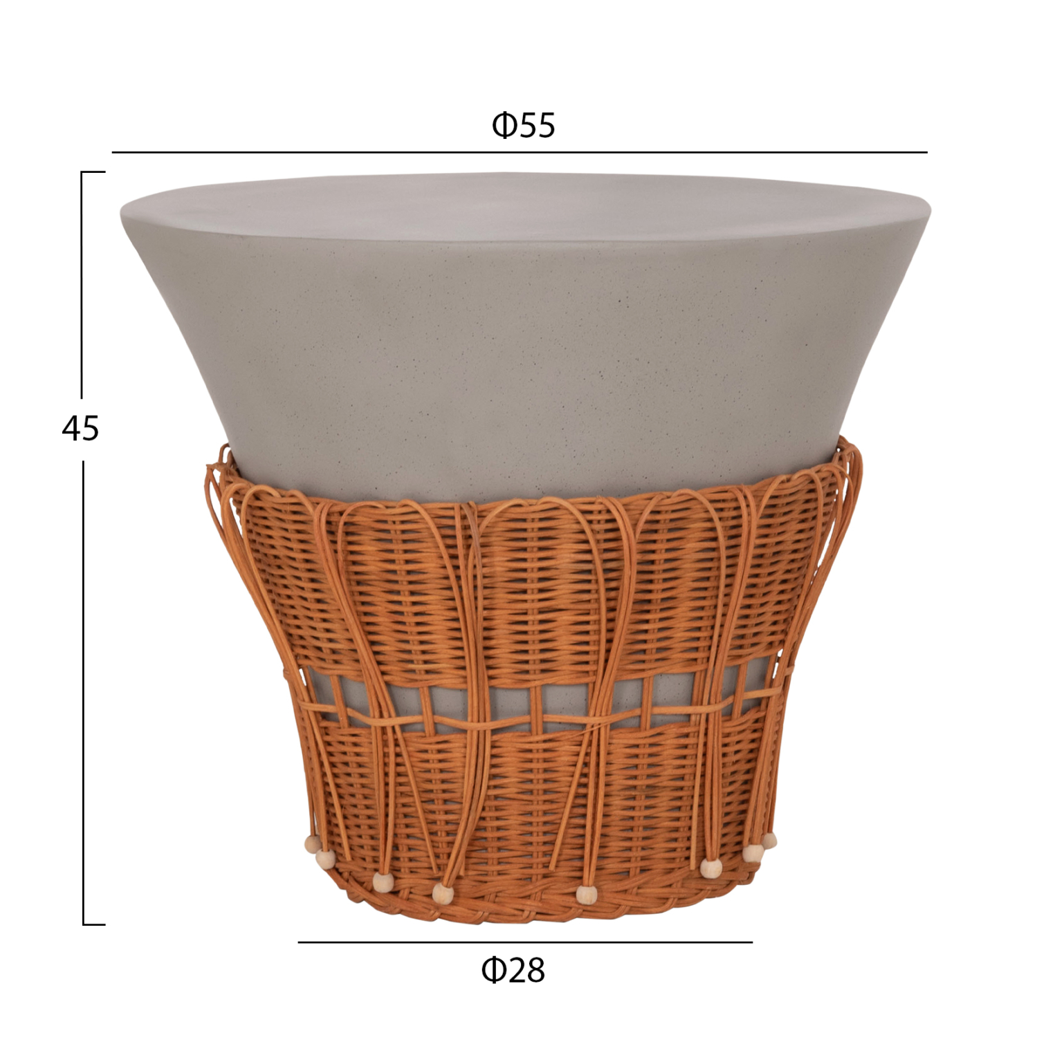 ΤΡΑΠΕΖΙ ΣΑΛΟΝΙΟΥ PERRAL FIBER CEMENT ΓΚΡΙ-ΦΥΣΙΚΟ RATTAN--Φ55x45Υεκ 2