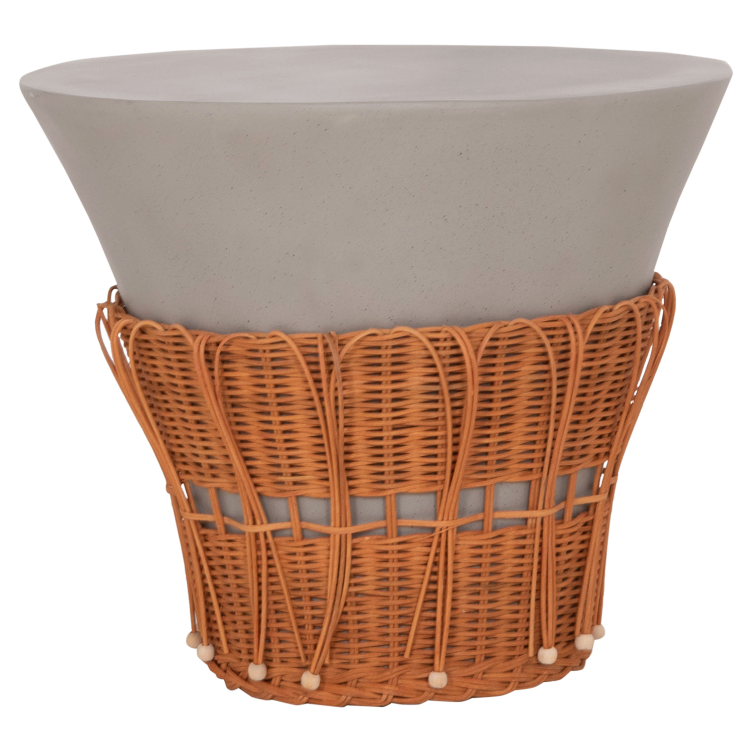 ΤΡΑΠΕΖΙ ΣΑΛΟΝΙΟΥ PERRAL FIBER CEMENT ΓΚΡΙ-ΦΥΣΙΚΟ RATTAN--Φ55x45Υεκ 6