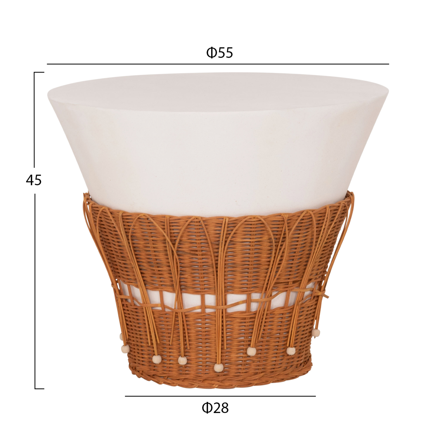 ΤΡΑΠΕΖΙ ΣΑΛΟΝΙΟΥ PERRAL FIBER CEMENT ΛΕΥΚΟ-ΦΥΣΙΚΟ RATTAN--Φ55x45Υεκ 2