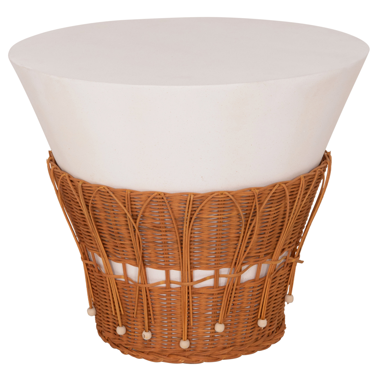 ΤΡΑΠΕΖΙ ΣΑΛΟΝΙΟΥ PERRAL FIBER CEMENT ΛΕΥΚΟ-ΦΥΣΙΚΟ RATTAN--Φ55x45Υεκ 4