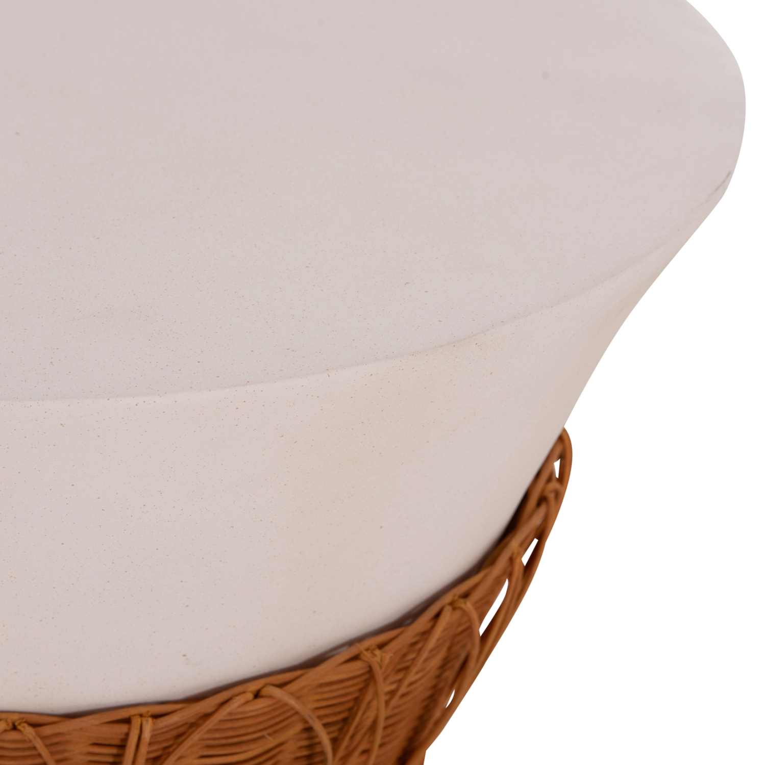 ΤΡΑΠΕΖΙ ΣΑΛΟΝΙΟΥ PERRAL FIBER CEMENT ΛΕΥΚΟ-ΦΥΣΙΚΟ RATTAN--Φ55x45Υεκ 7