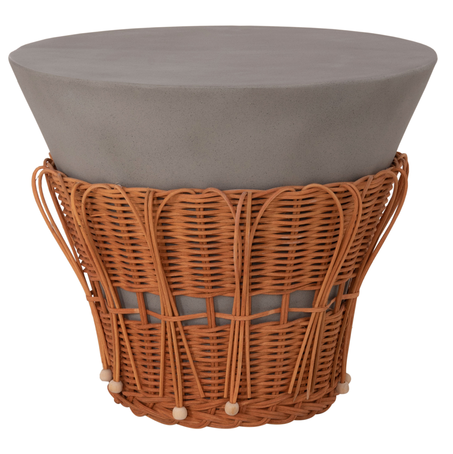 ΤΡΑΠΕΖΙ ΒΟΗΘΗΤΙΚΟ PERRAL FIBER CEMENT ΓΚΡΙ-ΦΥΣΙΚΟ RATTAN--Φ42x36Υεκ 1