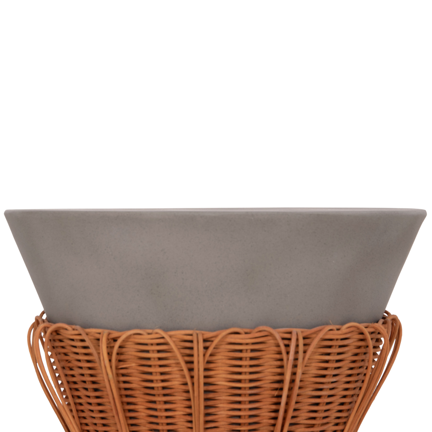 ΤΡΑΠΕΖΙ ΒΟΗΘΗΤΙΚΟ PERRAL FIBER CEMENT ΓΚΡΙ-ΦΥΣΙΚΟ RATTAN--Φ42x36Υεκ 4