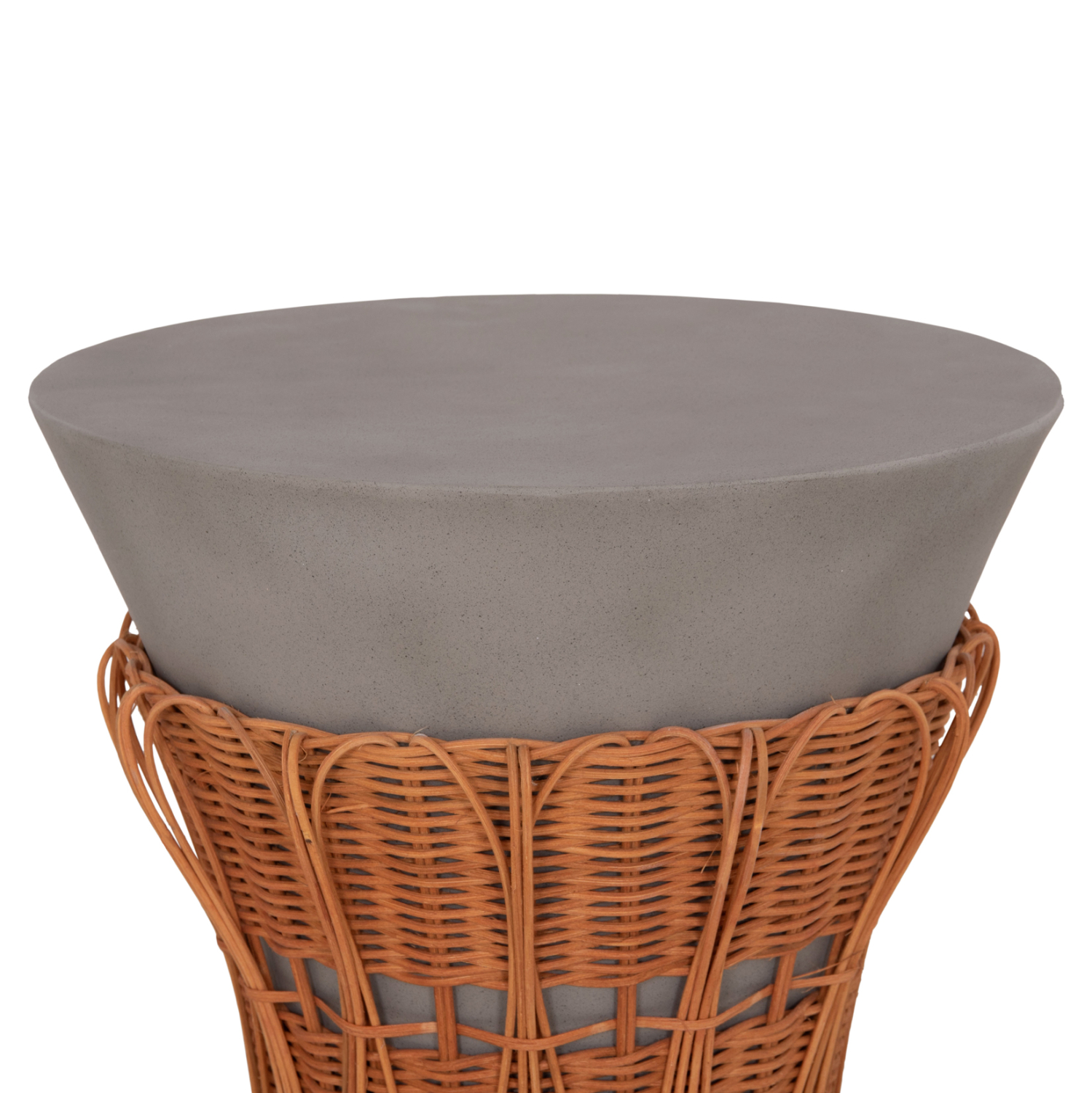 ΤΡΑΠΕΖΙ ΒΟΗΘΗΤΙΚΟ PERRAL FIBER CEMENT ΓΚΡΙ-ΦΥΣΙΚΟ RATTAN--Φ42x36Υεκ 7