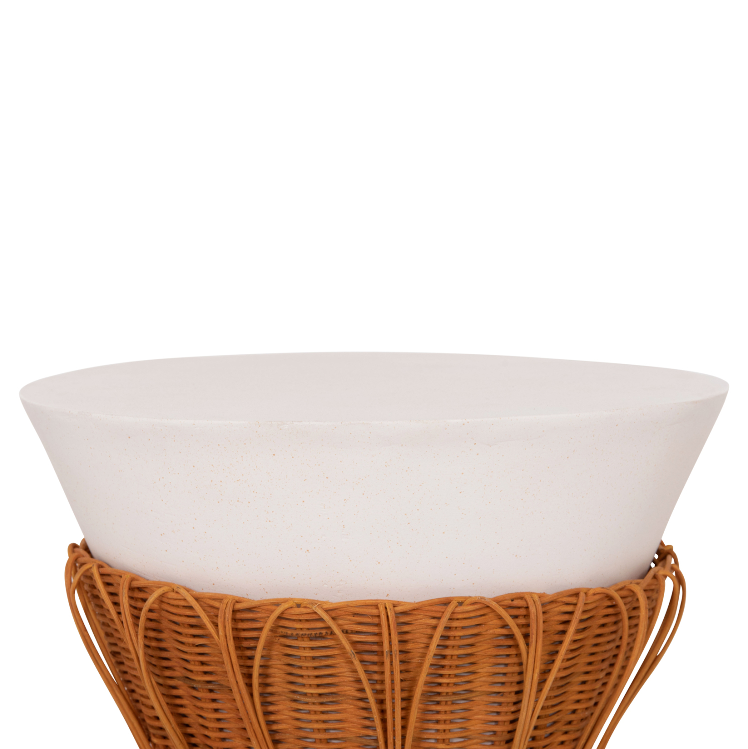 ΤΡΑΠΕΖΙ ΒΟΗΘΗΤΙΚΟ PERRAL FIBER CEMENT ΛΕΥΚΟ-ΦΥΣΙΚΟ RATTAN--Φ42x36Υεκ 4