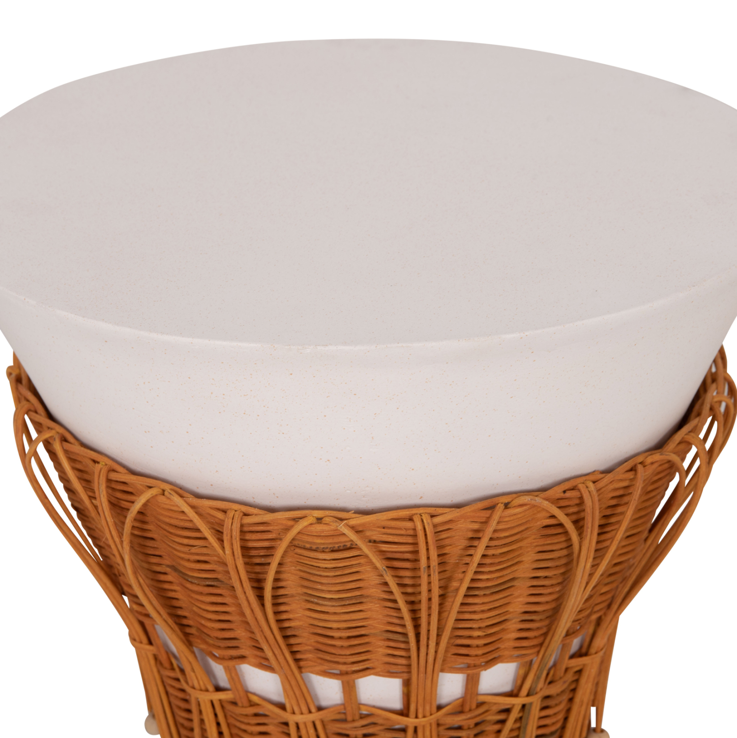 ΤΡΑΠΕΖΙ ΒΟΗΘΗΤΙΚΟ PERRAL FIBER CEMENT ΛΕΥΚΟ-ΦΥΣΙΚΟ RATTAN--Φ42x36Υεκ 7