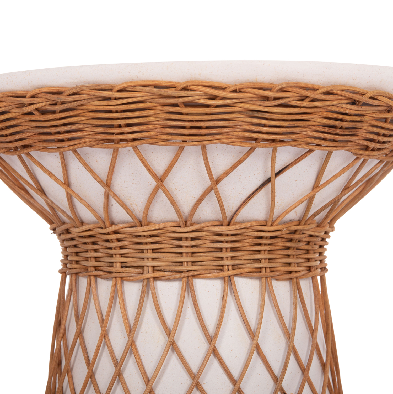 ΒΟΗΘΗΤΙΚΟ ΤΡΑΠΕΖΙ ΣΤΡΟΓΓΥΛΟ DELIA FIBER CEMENT ΛΕΥΚΟ & RATTAN Φ40x45Υεκ 5