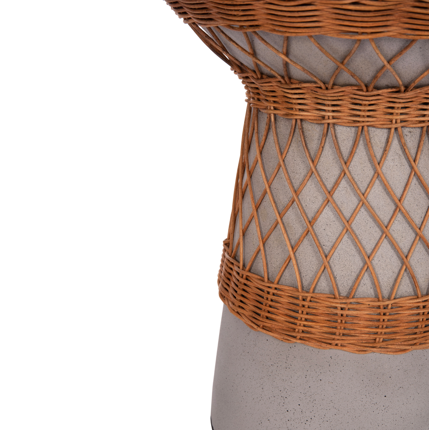 ΒΟΗΘΗΤΙΚΟ ΤΡΑΠΕΖΙ ΣΤΡΟΓΓΥΛΟ DELIA FIBER CEMENT ΓΚΡΙ & RATTAN Φ40x45Υεκ 6