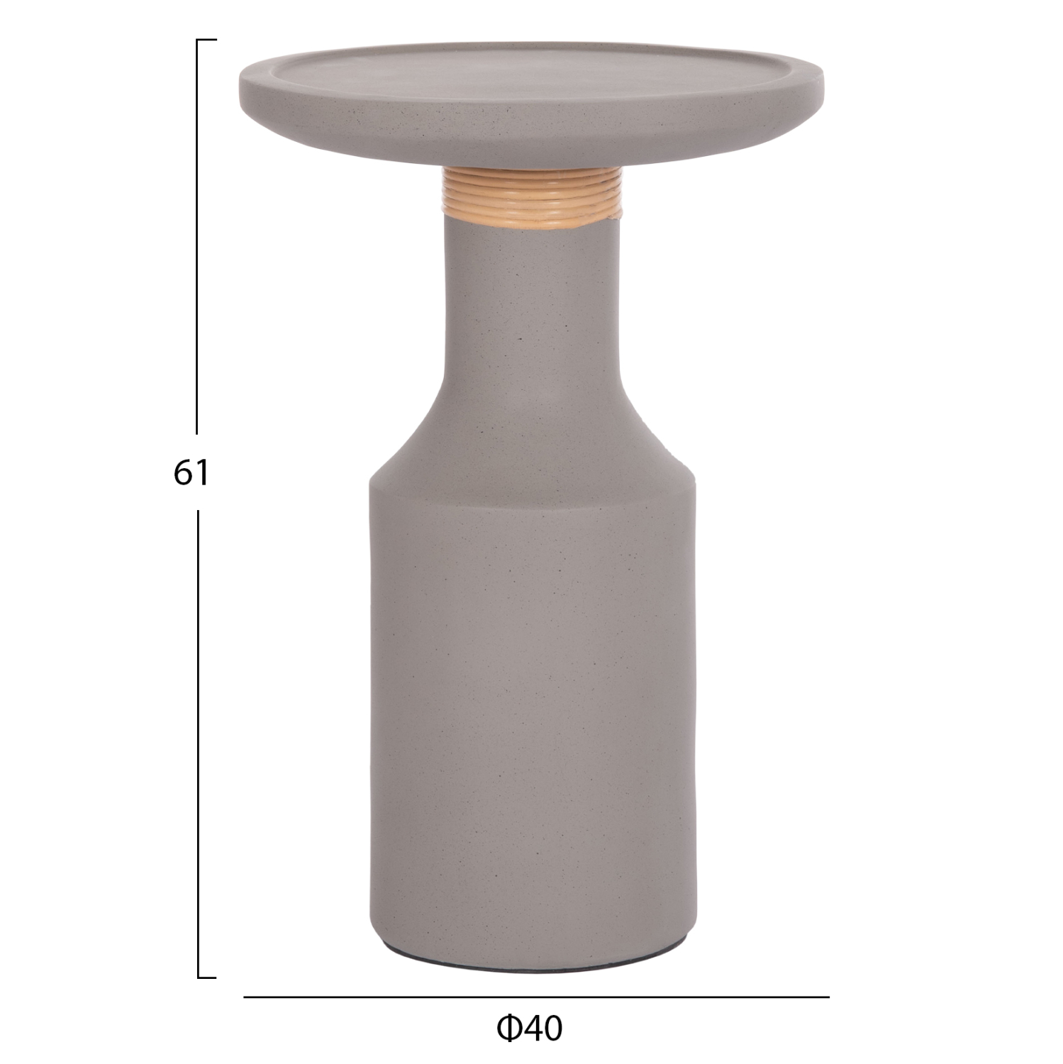 ΒΟΗΘΗΤΙΚΟ ΤΡΑΠΕΖΙ TRED(T) FIBER CEMENT ΓΚΡΙ-ΦΥΣΙΚΟ RATTAN--Φ40x61Υεκ. 2