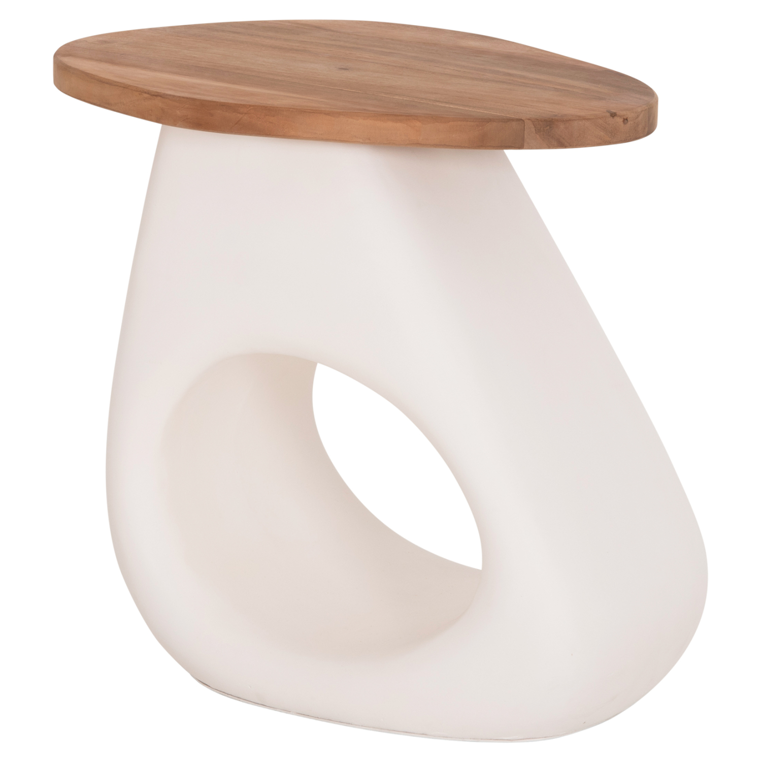 ΒΟΗΘΗΤΙΚΟ ΤΡΑΠΕΖΙ AIDA FIBER CEMENT ΛΕΥΚΟ--ΞΥΛΟ TEAK TOP 47x60x59Υεκ 6