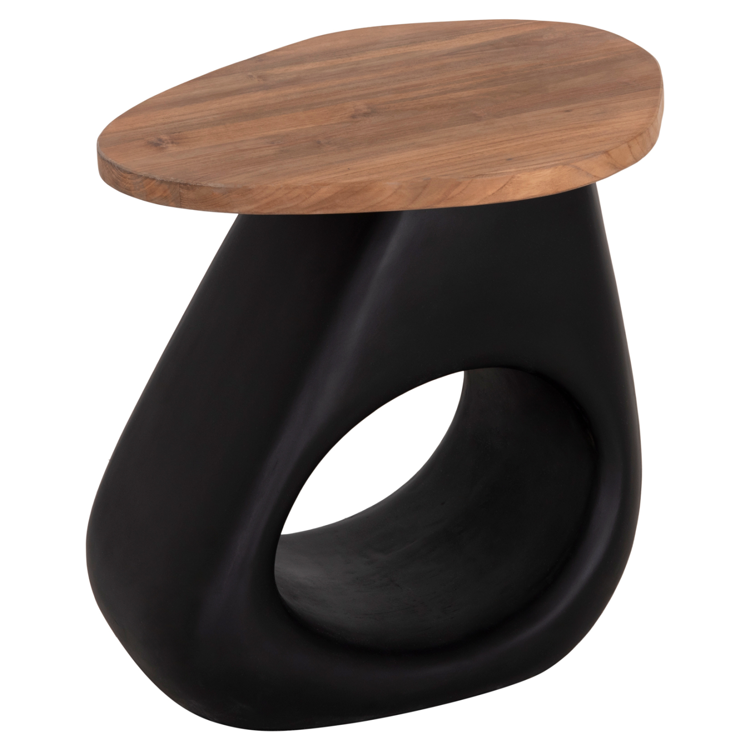 ΒΟΗΘΗΤΙΚΟ ΤΡΑΠΕΖΙ AIDA FIBER CEMENT ΜΑΥΡΟ--ΞΥΛΟ TEAK TOP 47x60x59Υεκ 1