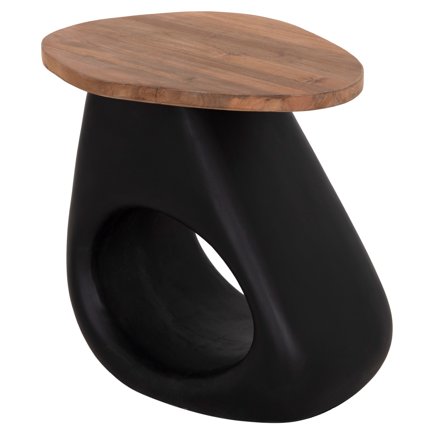ΒΟΗΘΗΤΙΚΟ ΤΡΑΠΕΖΙ AIDA FIBER CEMENT ΜΑΥΡΟ--ΞΥΛΟ TEAK TOP 47x60x59Υεκ 7