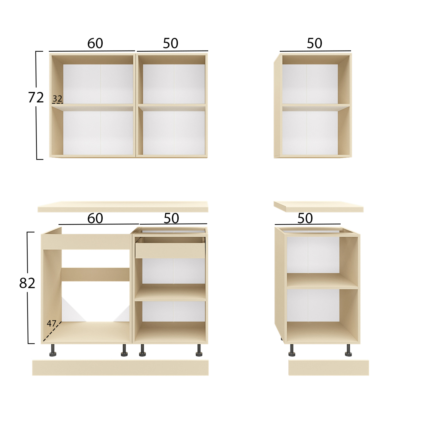 ΣΥΝΘΕΣΗ ΚΟΥΖΙΝΑΣ ΜΕΛΑΜΙΝΗ ΓΚΡΙ ΑΝΘΡΑΚΙ ΛΕΥΚΟ HPL 160x47x84,8Υεκ. 2
